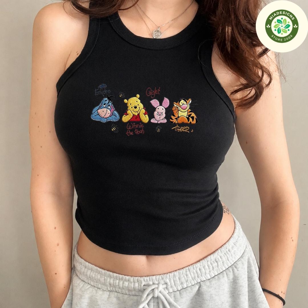 Embroidered Disney Trip Lace Trim Tank Top with Mickey and Friends Winnie the Pooh Disney Princess Group Signature Baby Tee Crop Tank - photo 8