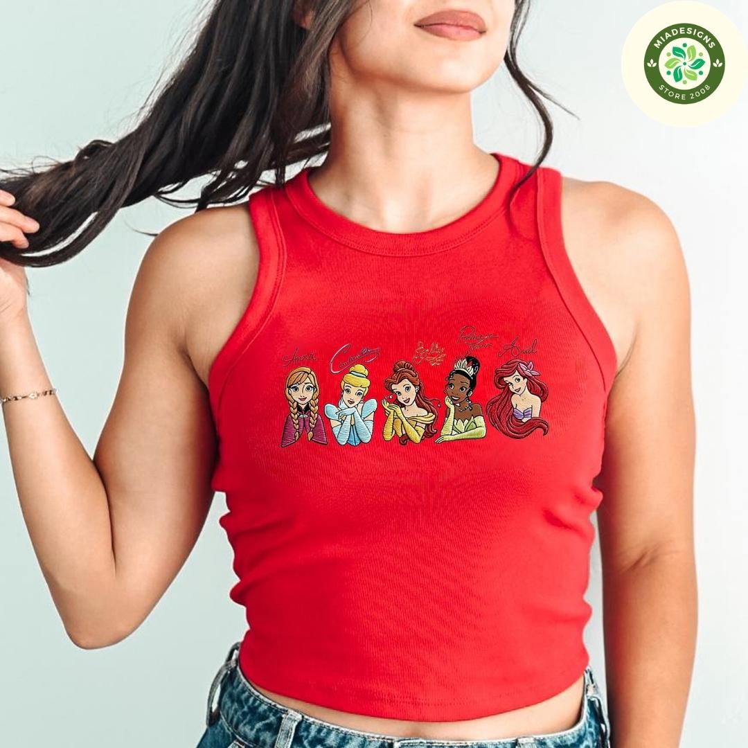 Embroidered Disney Trip Lace Trim Tank Top with Mickey and Friends Winnie the Pooh Disney Princess Group Signature Baby Tee Crop Tank - photo 9