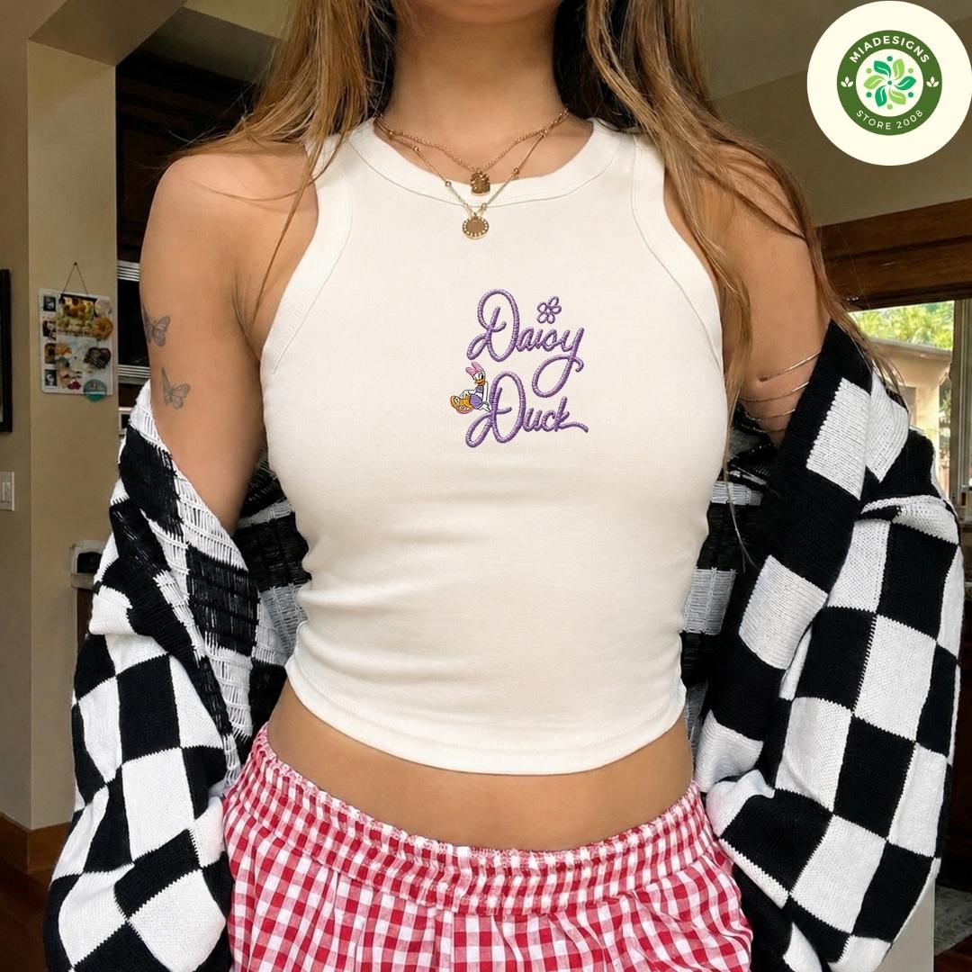 Embroidered Disney Trip Lace Trim Tank Top with All Characters Mickey and Friends – Walt Disney World Disneyland Baby Tee Crop Tank - photo 4