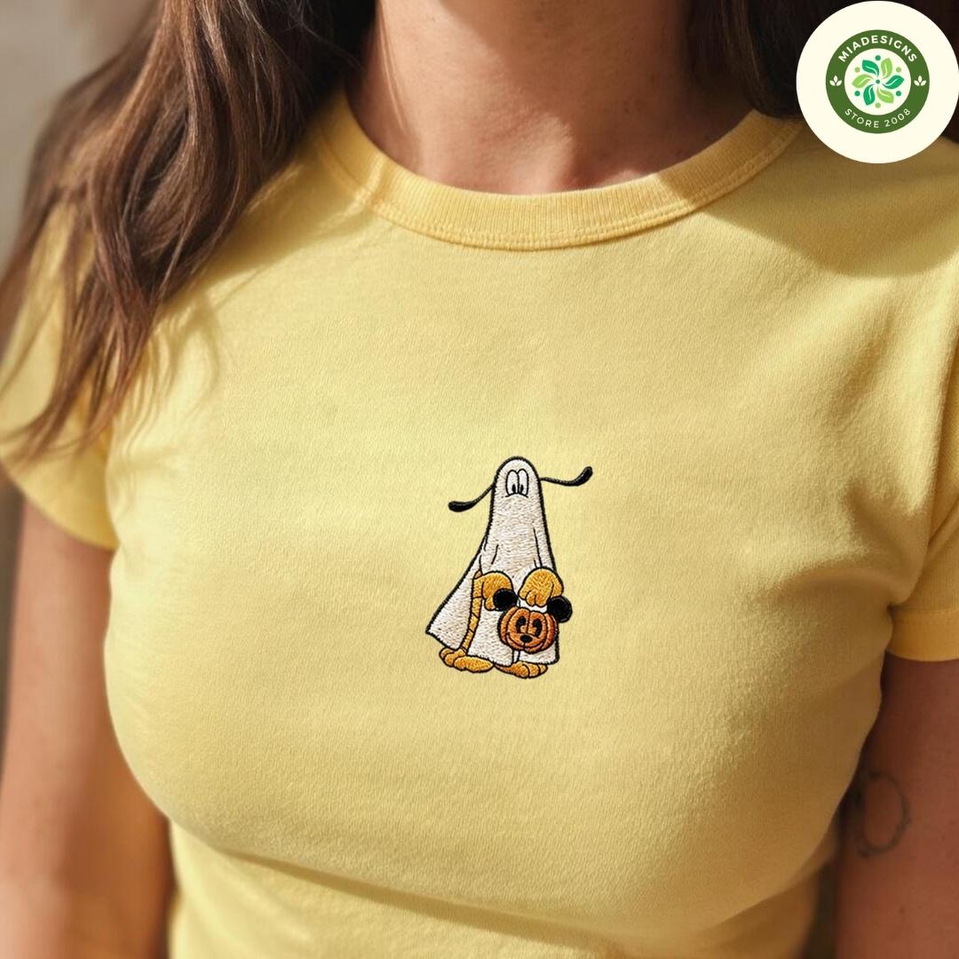 Embroidered Disney Halloween Lace Trim Tank Top with All Characters Mickey and Friends Ghost Pumpkin – Spooky Trip Baby Tee Crop Tank - photo 5