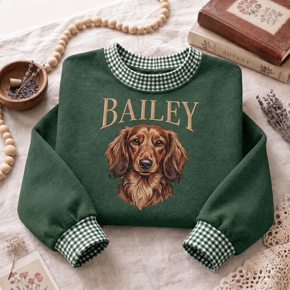 Personalized Golden Retriever Embroidered Sweatshirt with Custom Pet Photo Portrait Crewneck and Dog Name Sweater for Mom Gift - photo 3