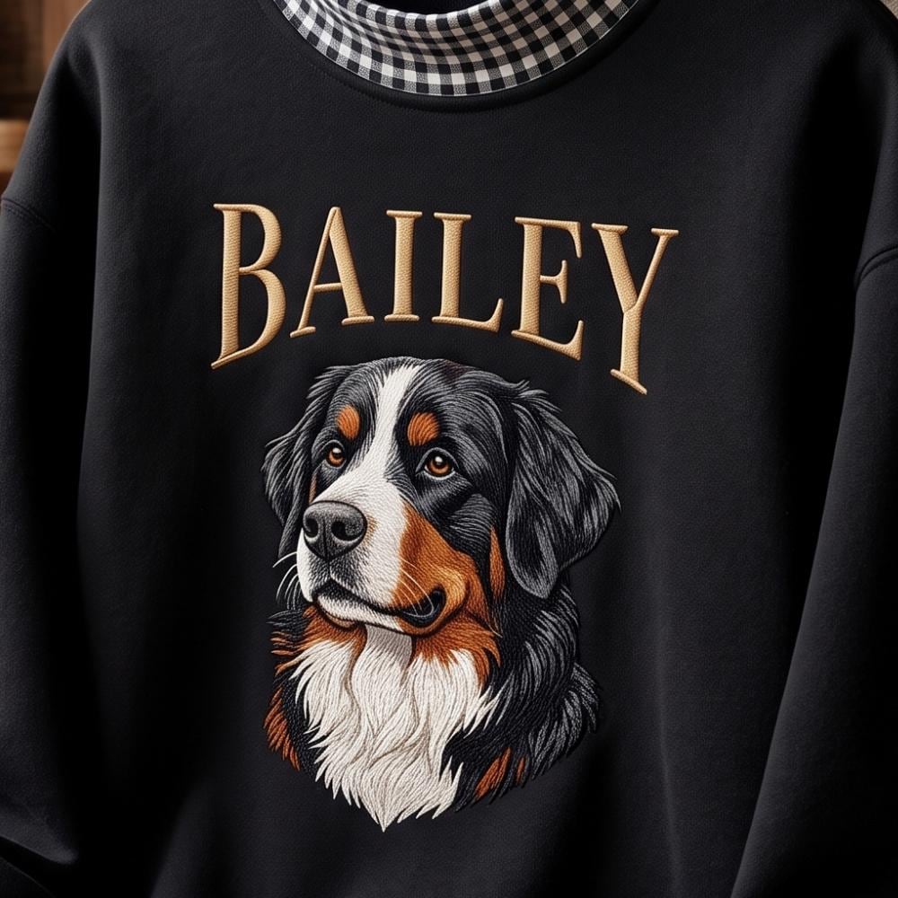 Personalized Golden Retriever Embroidered Sweatshirt with Custom Pet Photo Portrait Crewneck and Dog Name Sweater for Mom Gift - photo 4