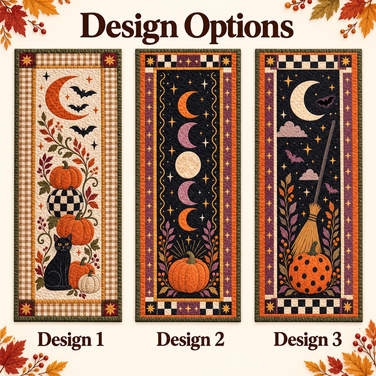 Black Cat Halloween Quilted Table Runner with Pumpkin Moon Fall Table Decor and Spooky Autumn Dining Runner for Kitchen Decor - photo 4