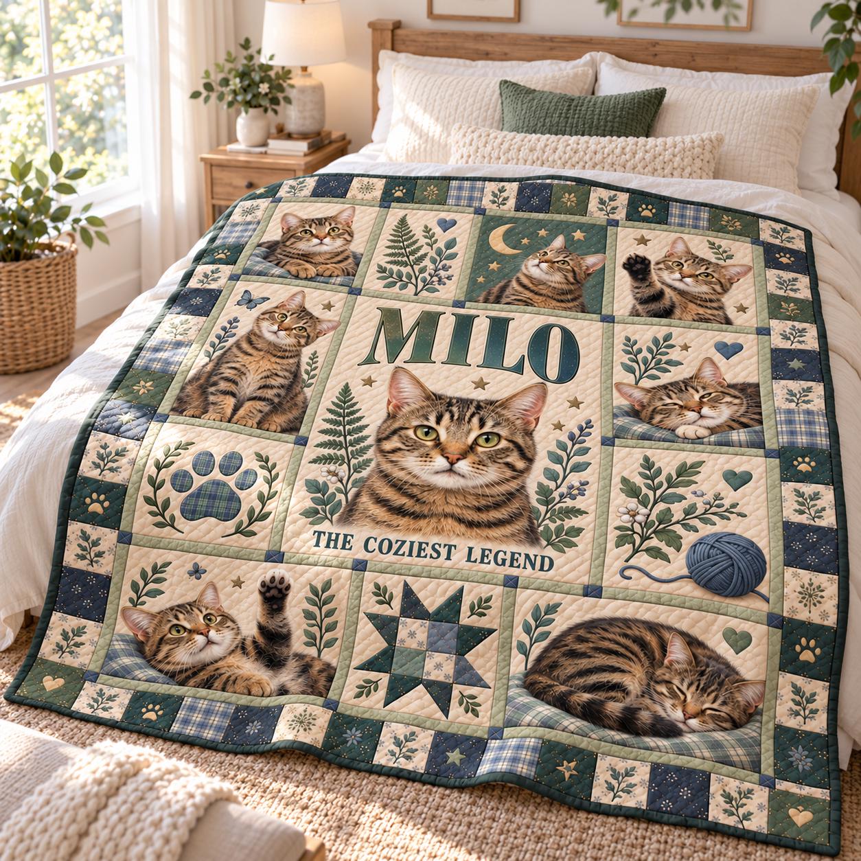 Personalized Pet Quilt Blanket with Custom Dog or Cat Photo Throw With Name and Quilt Style Memorial Bedding for Lover Gift - photo 3
