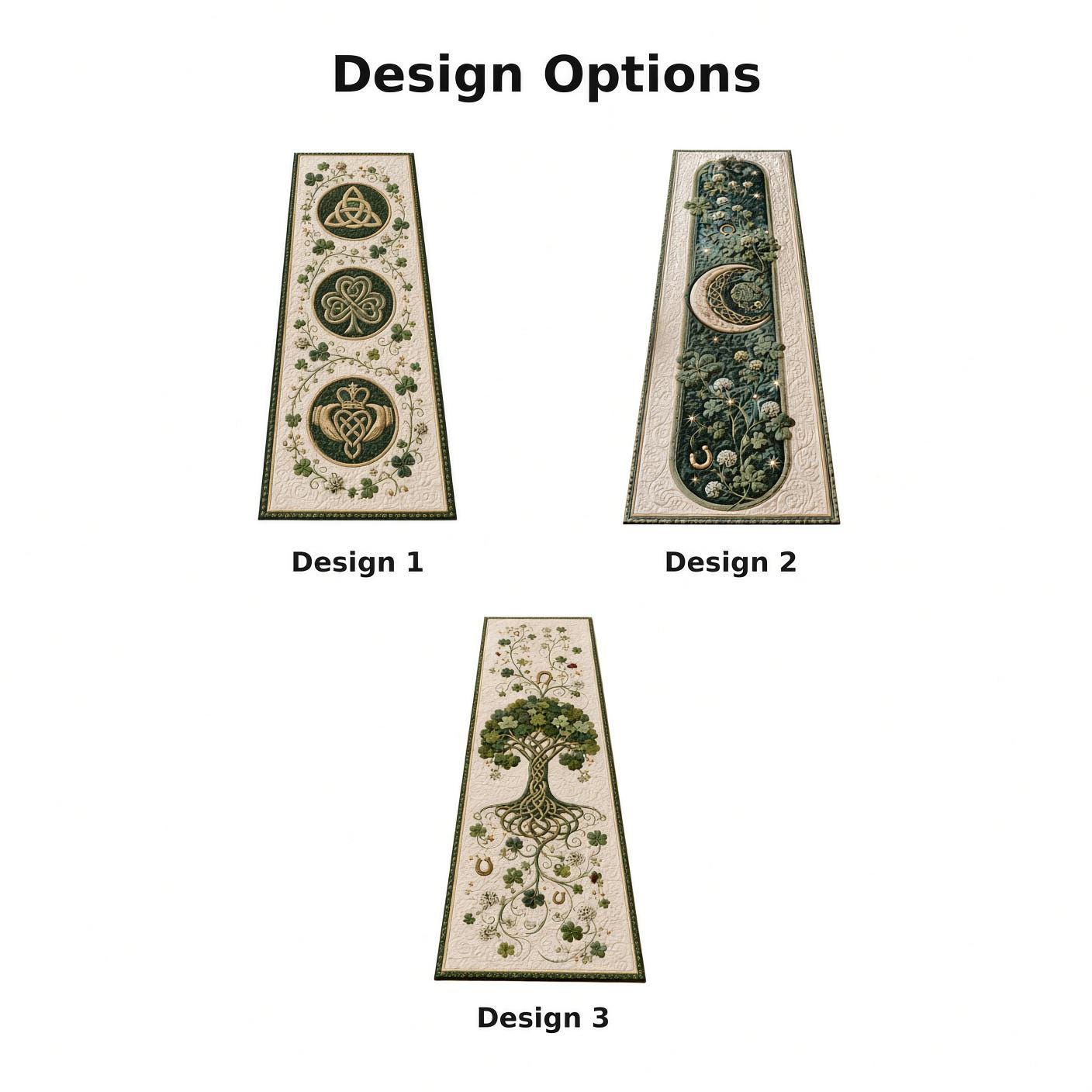 Celtic Knot Table Runner with Irish Shamrock Quilt Style Decor and Clover for Farmhouse Dining Decor - photo 4
