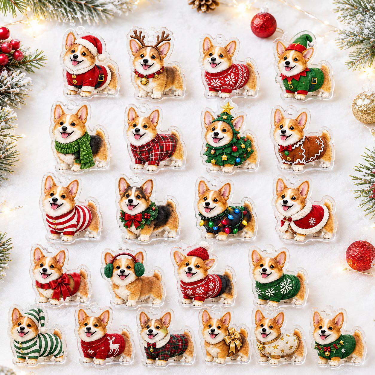 24 Days Corgi Christmas Advent Calendar 2026 – Blind Box Charm Set with 24 Acrylic Charms, Cute Dog Lover Holiday Countdown Gift - photo 3