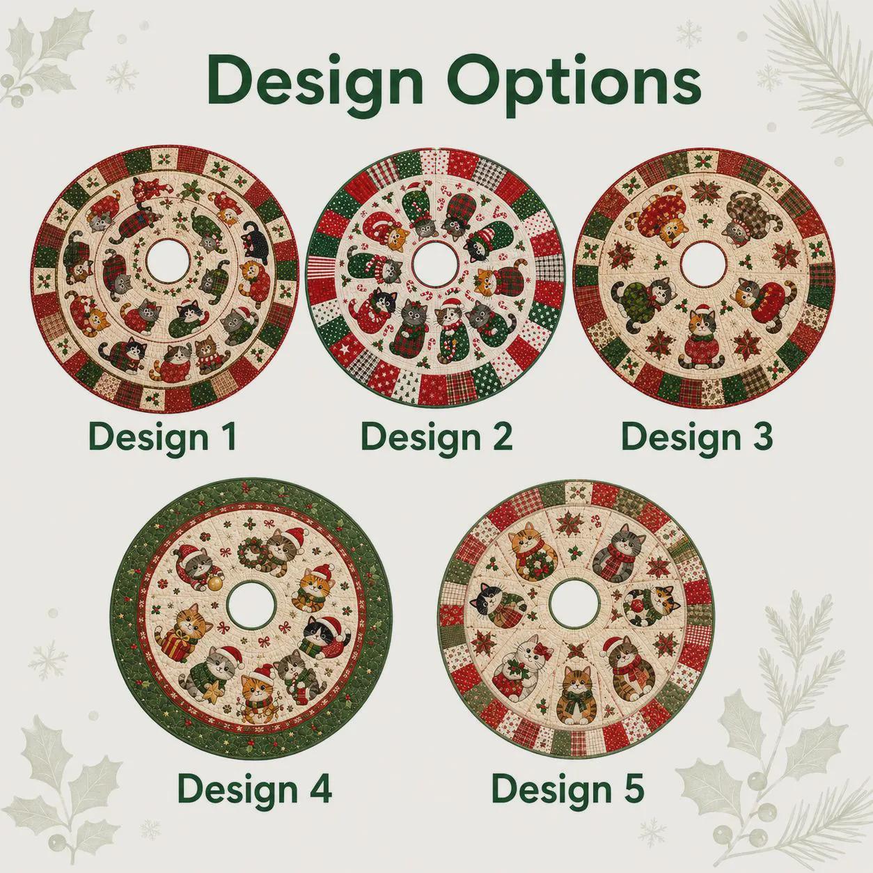 Cat Christmas Tree Skirt – Quilt Style Holiday Tree Skirt with Cute Christmas Cats Decor, Pet Lover Xmas Tree Base Cover - photo 6