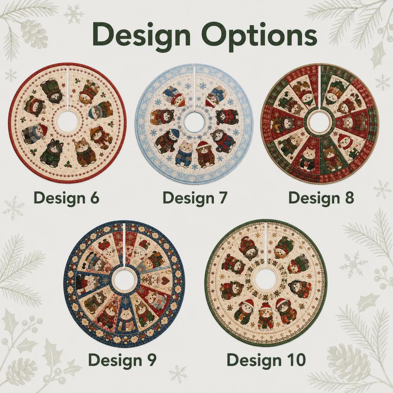 Cat Christmas Tree Skirt – Quilt Style Holiday Tree Skirt with Cute Christmas Cats Decor, Pet Lover Xmas Tree Base Cover - photo 7
