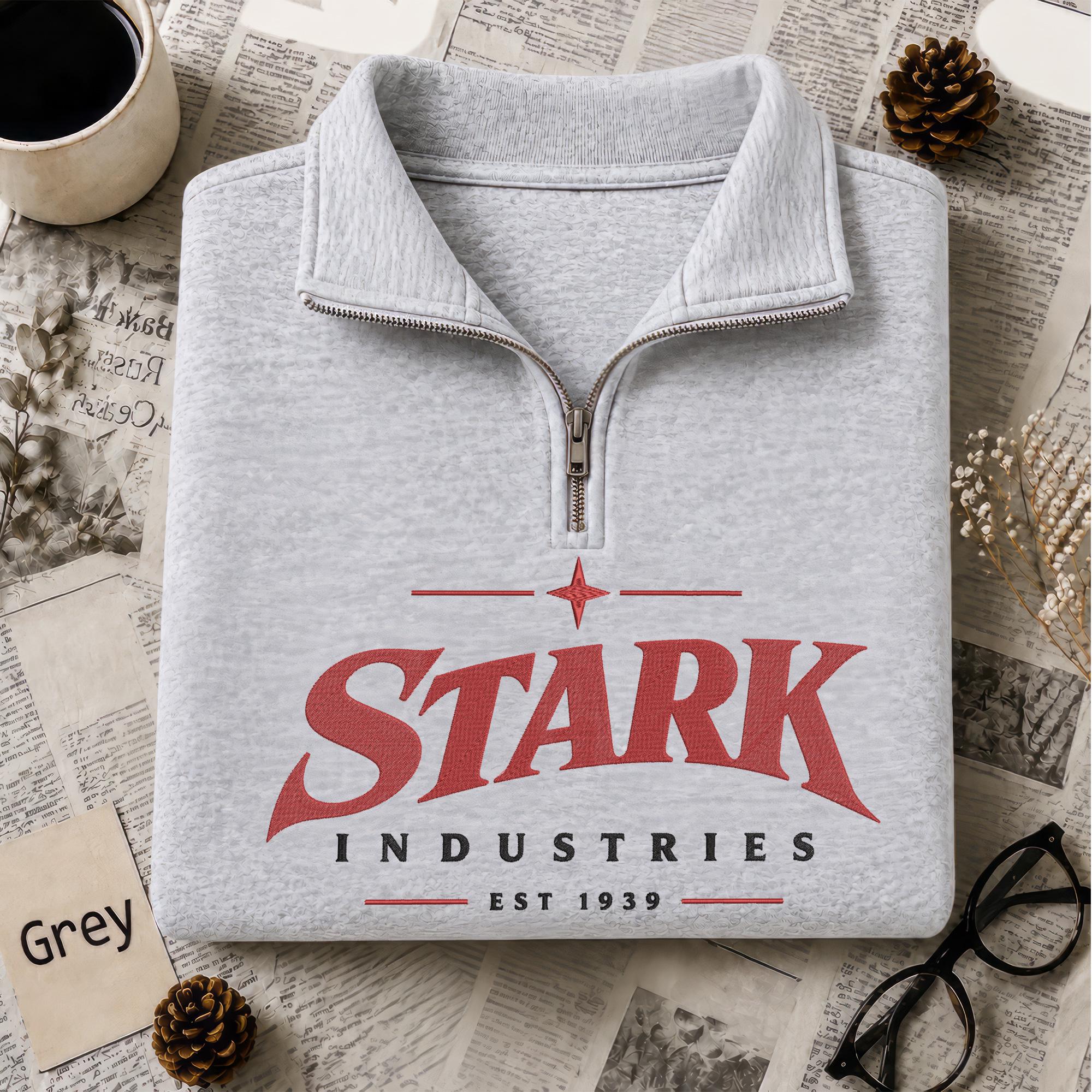 Stark Industries Embroidered Quarter Zip Sweatshirt with Iron Man Hero Embroidery Design for MCU Fans - photo 2