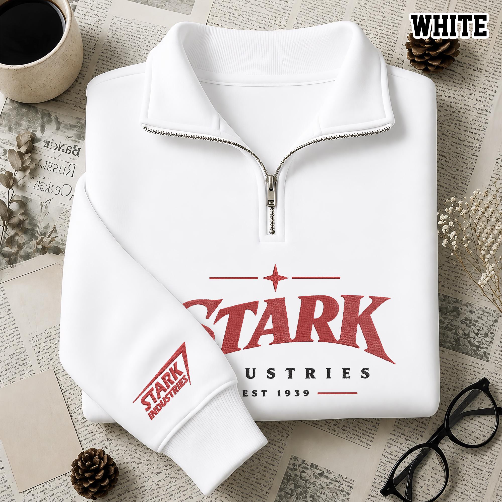 Stark Industries Embroidered Quarter Zip Sweatshirt with Iron Man Hero Embroidery Design for MCU Fans - photo 3