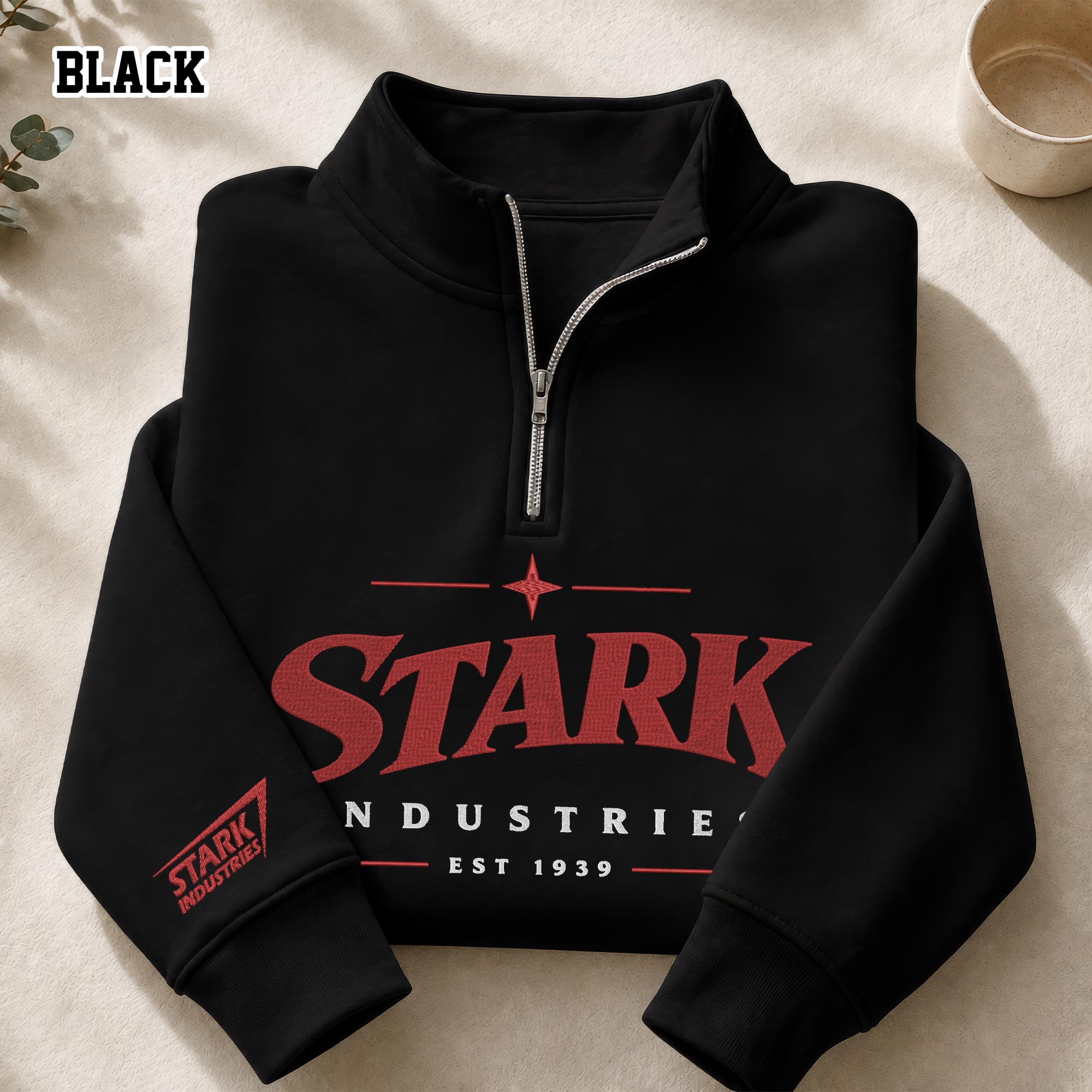 Stark Industries Embroidered Quarter Zip Sweatshirt with Iron Man Hero Embroidery Design for MCU Fans - photo 4