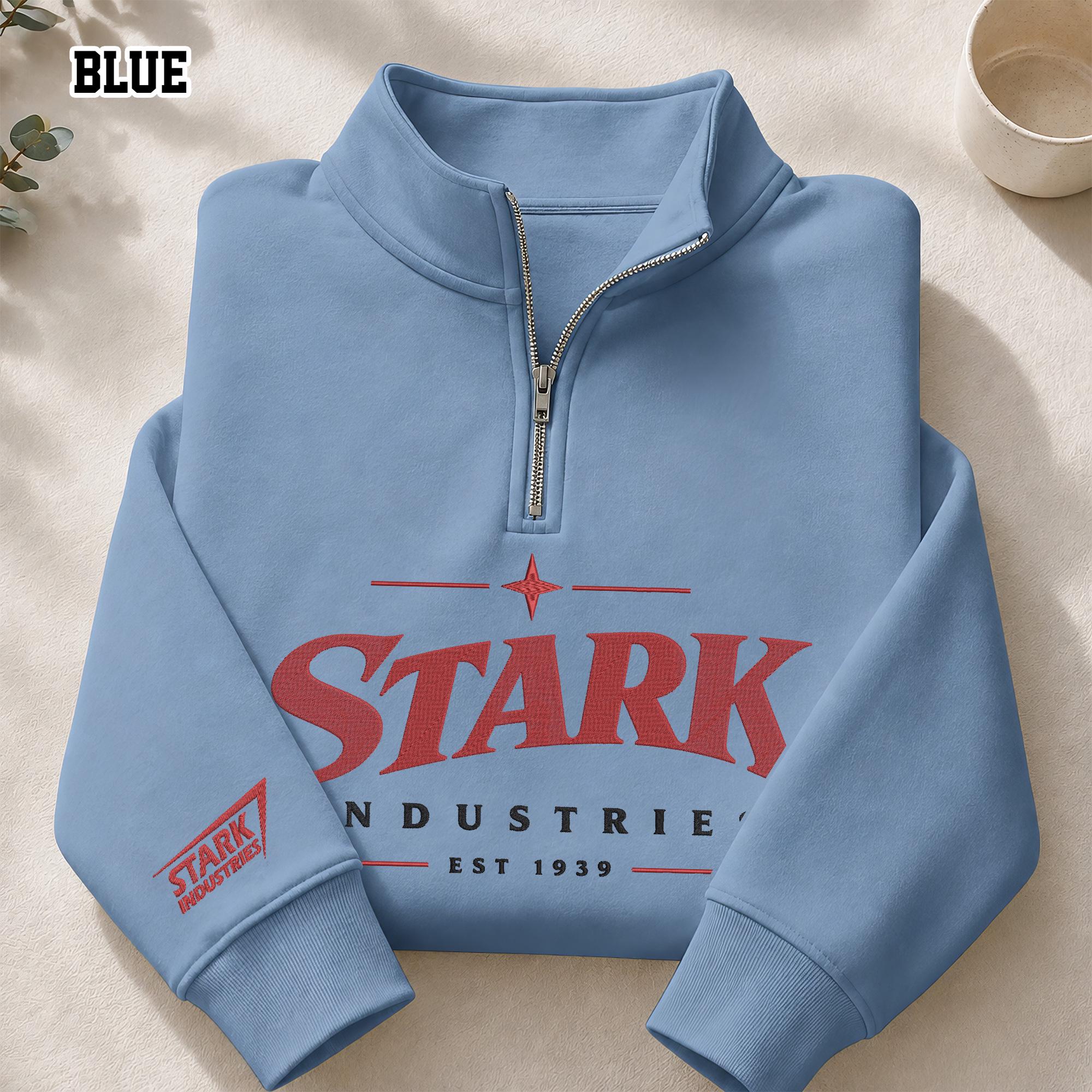 Stark Industries Embroidered Quarter Zip Sweatshirt with Iron Man Hero Embroidery Design for MCU Fans - photo 5