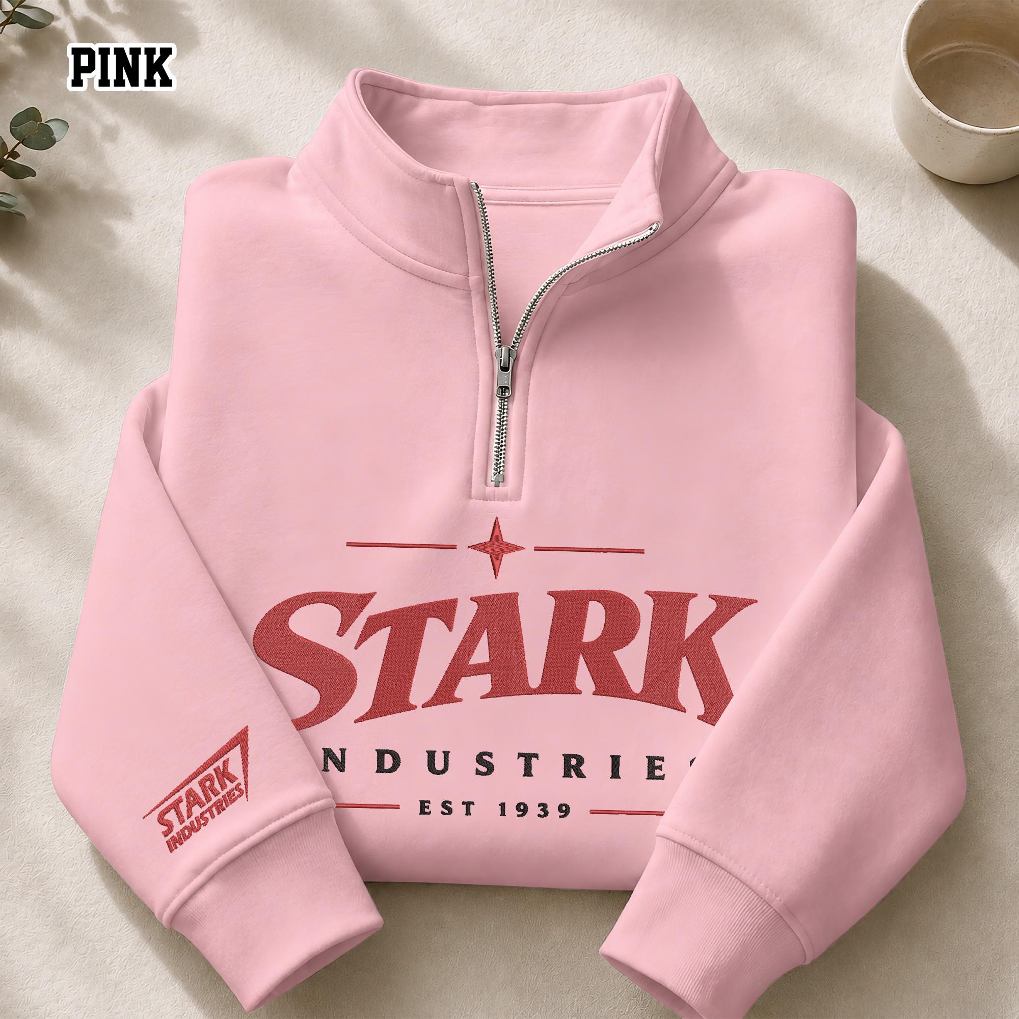 Stark Industries Embroidered Quarter Zip Sweatshirt with Iron Man Hero Embroidery Design for MCU Fans - photo 6