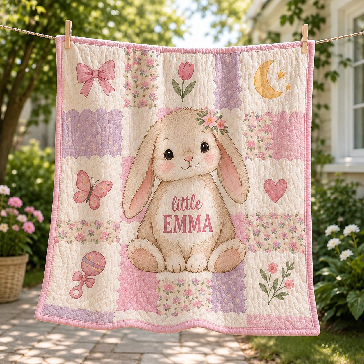 Personalized Baby Blanket with Custom Name Woodland Animal Nursery Throw and Fox Elephant Bunny Deer Quilt Style Shower Gift - photo 3