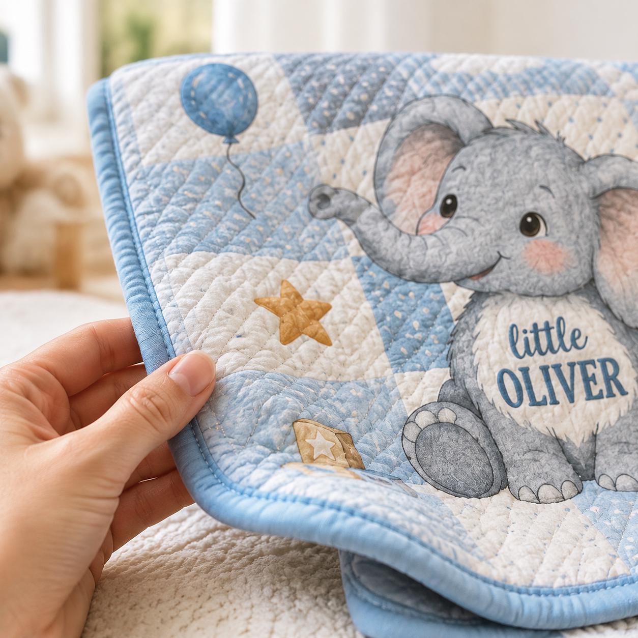 Personalized Baby Blanket with Custom Name Woodland Animal Nursery Throw and Fox Elephant Bunny Deer Quilt Style Shower Gift - photo 8