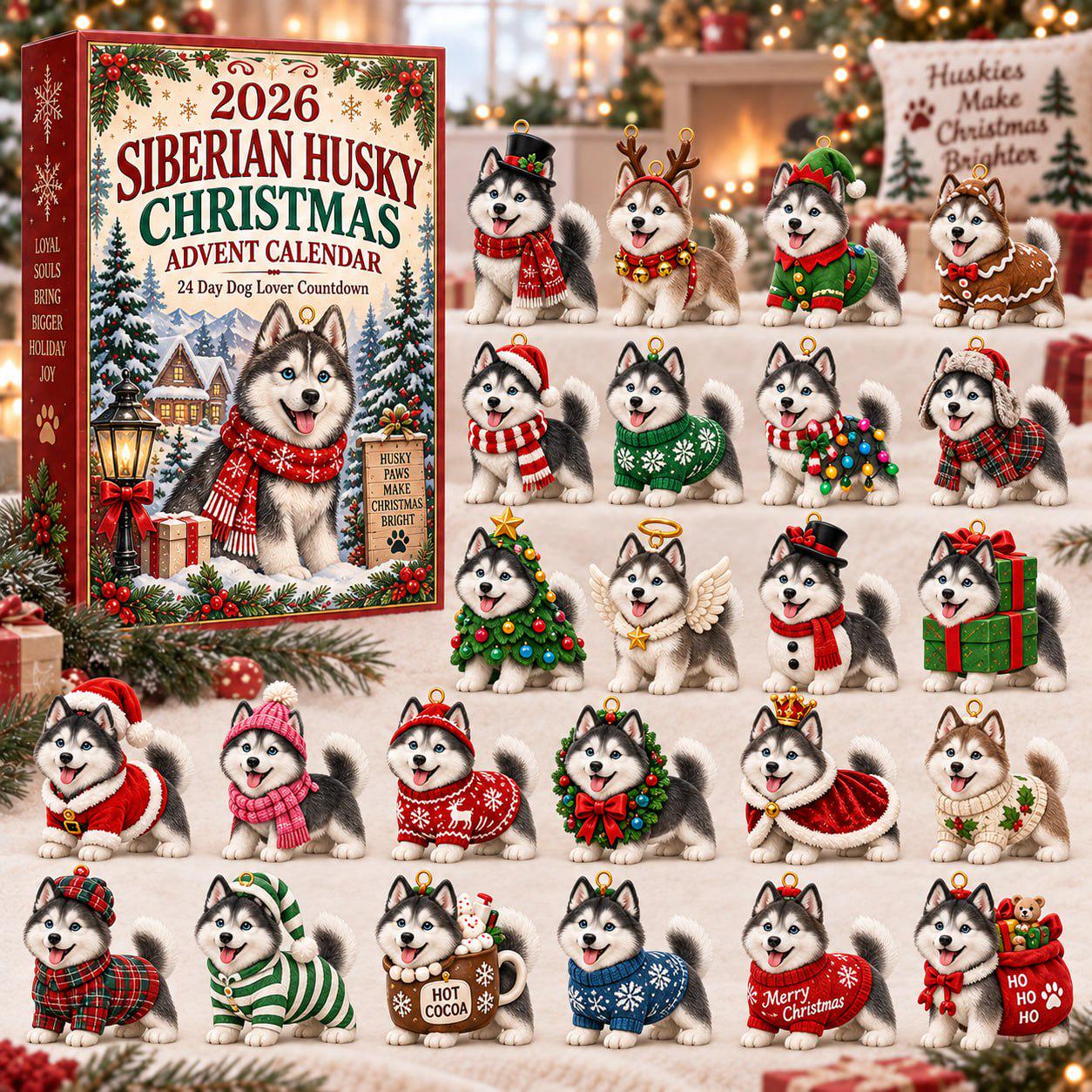 24 Days Golden Retriever Lover Advent Calendar 2026 with Husky Corgi Christmas Pet Blind Box Charm Set and Puppy Kitty Countdown Gift - photo 2