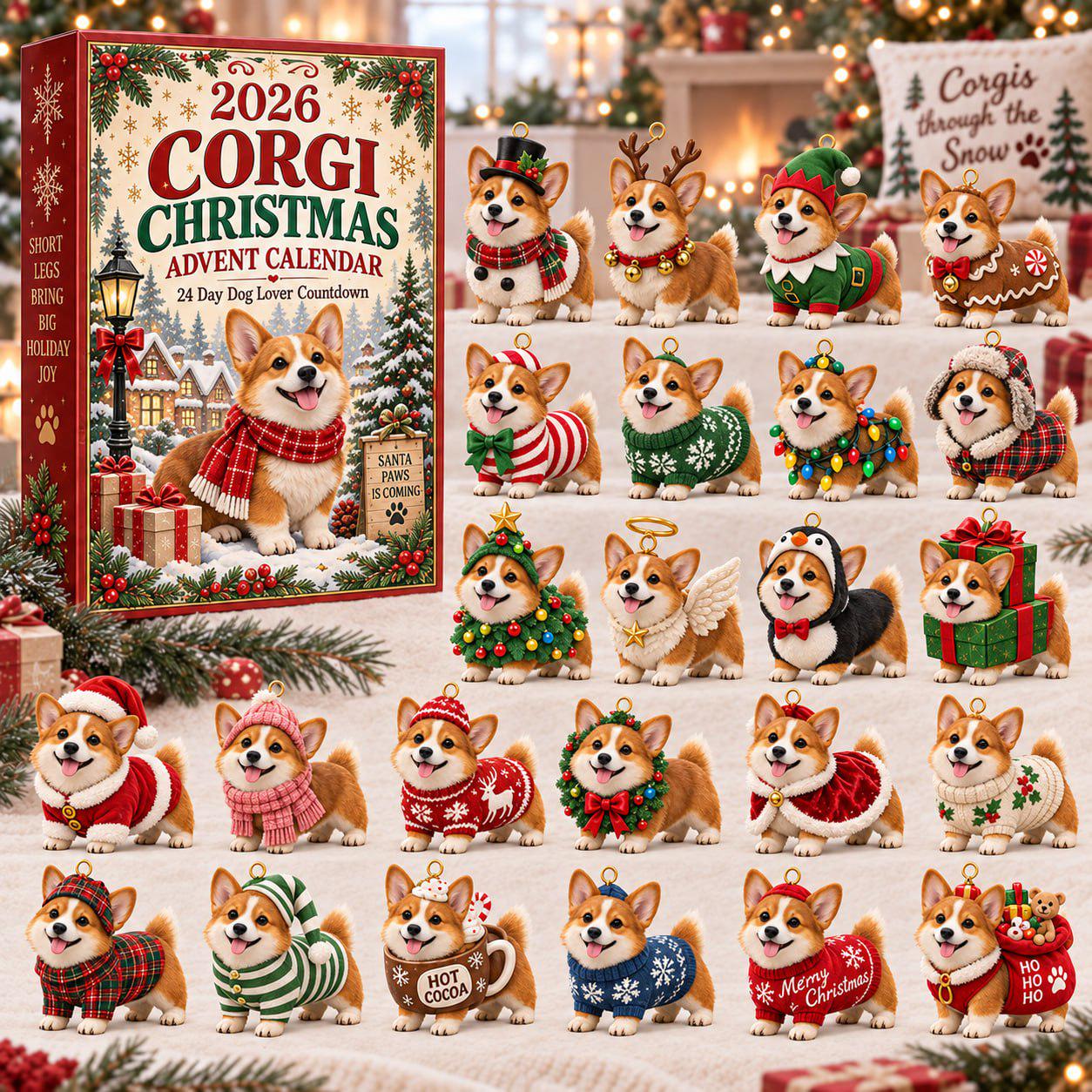 24 Days Golden Retriever Lover Advent Calendar 2026 with Husky Corgi Christmas Pet Blind Box Charm Set and Puppy Kitty Countdown Gift - photo 3