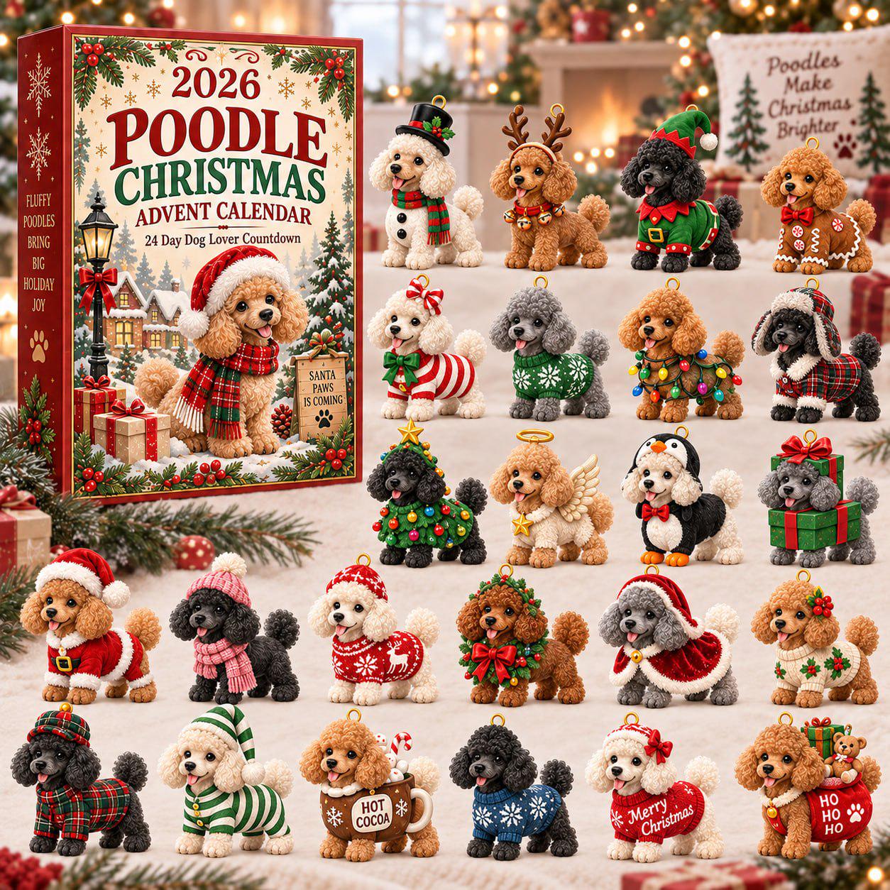 Christmas Dog Cat Advent Calendar 2026 with 24 Day Puppy Kitty Charm Countdown and Pet Lover Blind Box Set for Holiday Gift