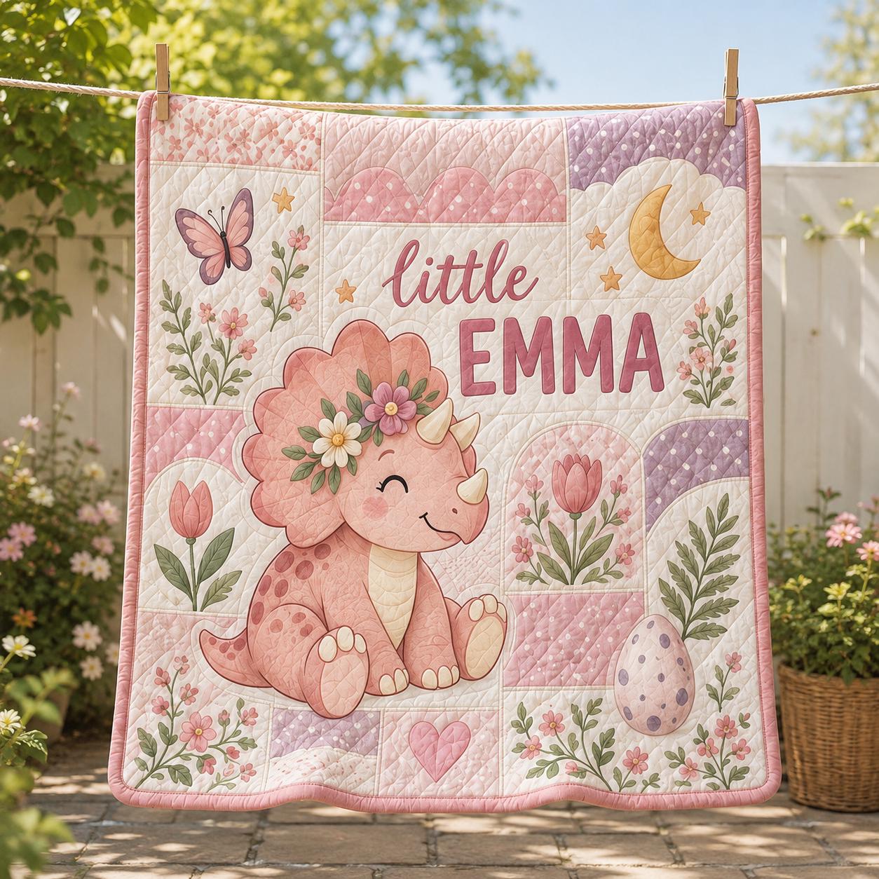 Personalized Dinosaur Blanket and Throw with Custom Name Dino Nursery Design for Cute Baby Quilt Style Baby Shower Gift - photo 2