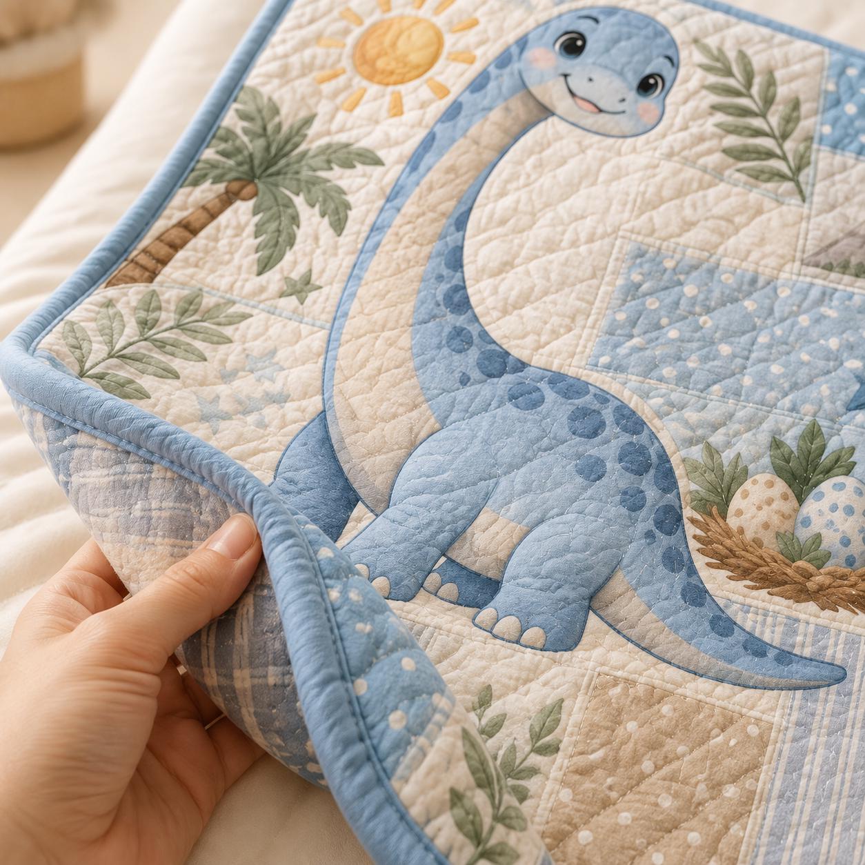 Personalized Dinosaur Blanket and Throw with Custom Name Dino Nursery Design for Cute Baby Quilt Style Baby Shower Gift - photo 8