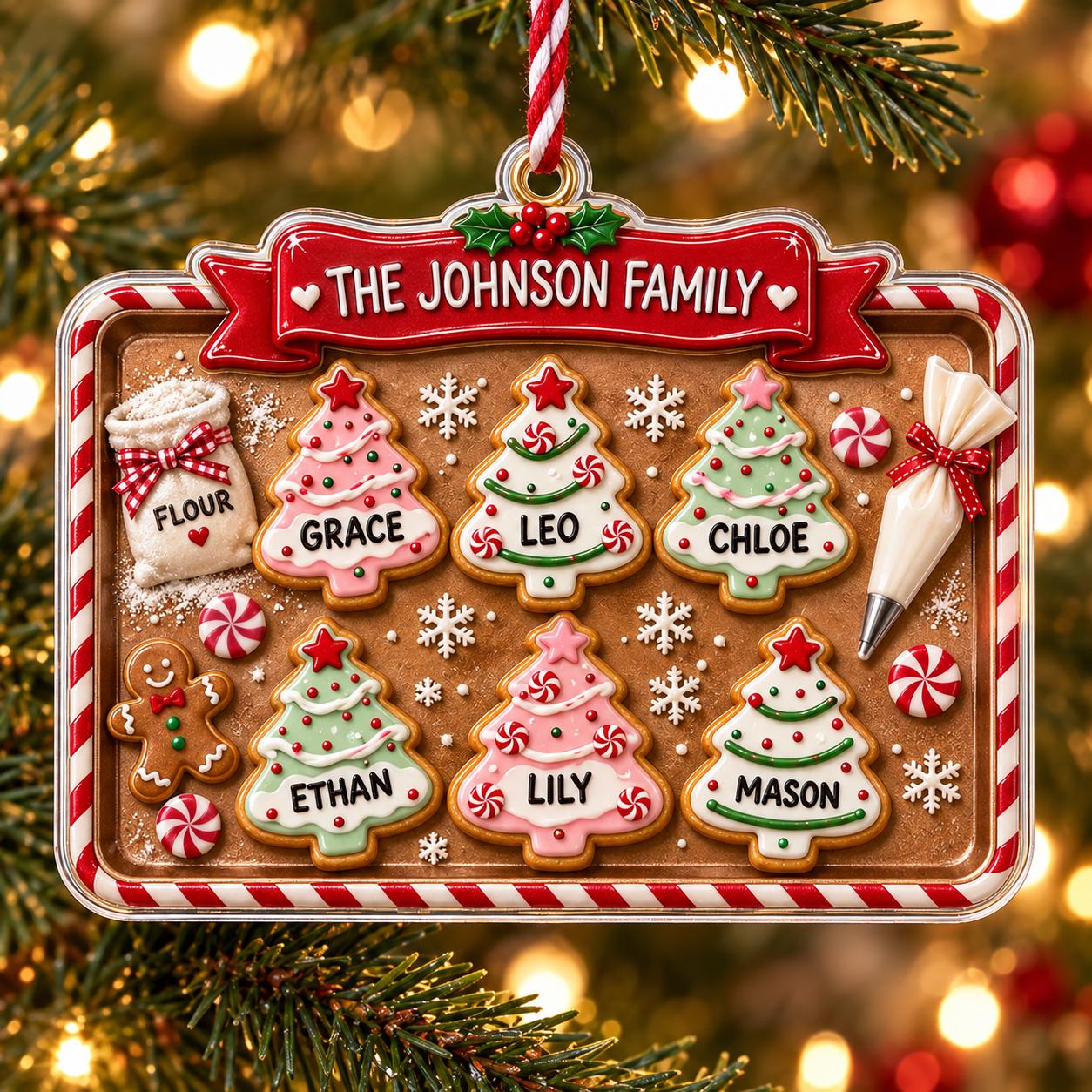 Personalized Family Cookie Acrylic Ornament with Custom Name Christmas Tree Decor and Baking Keepsake for Holiday Gift