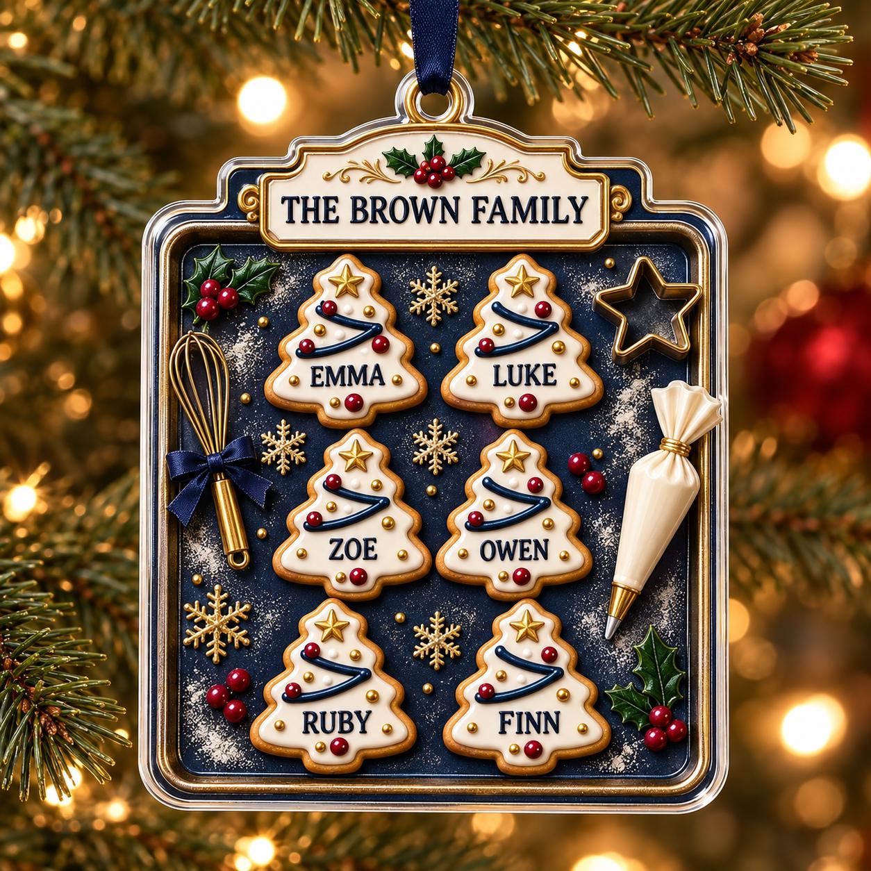 Personalized Family Cookie Acrylic Ornament with Custom Name Christmas Tree Decor and Baking Keepsake for Holiday Gift - photo 2