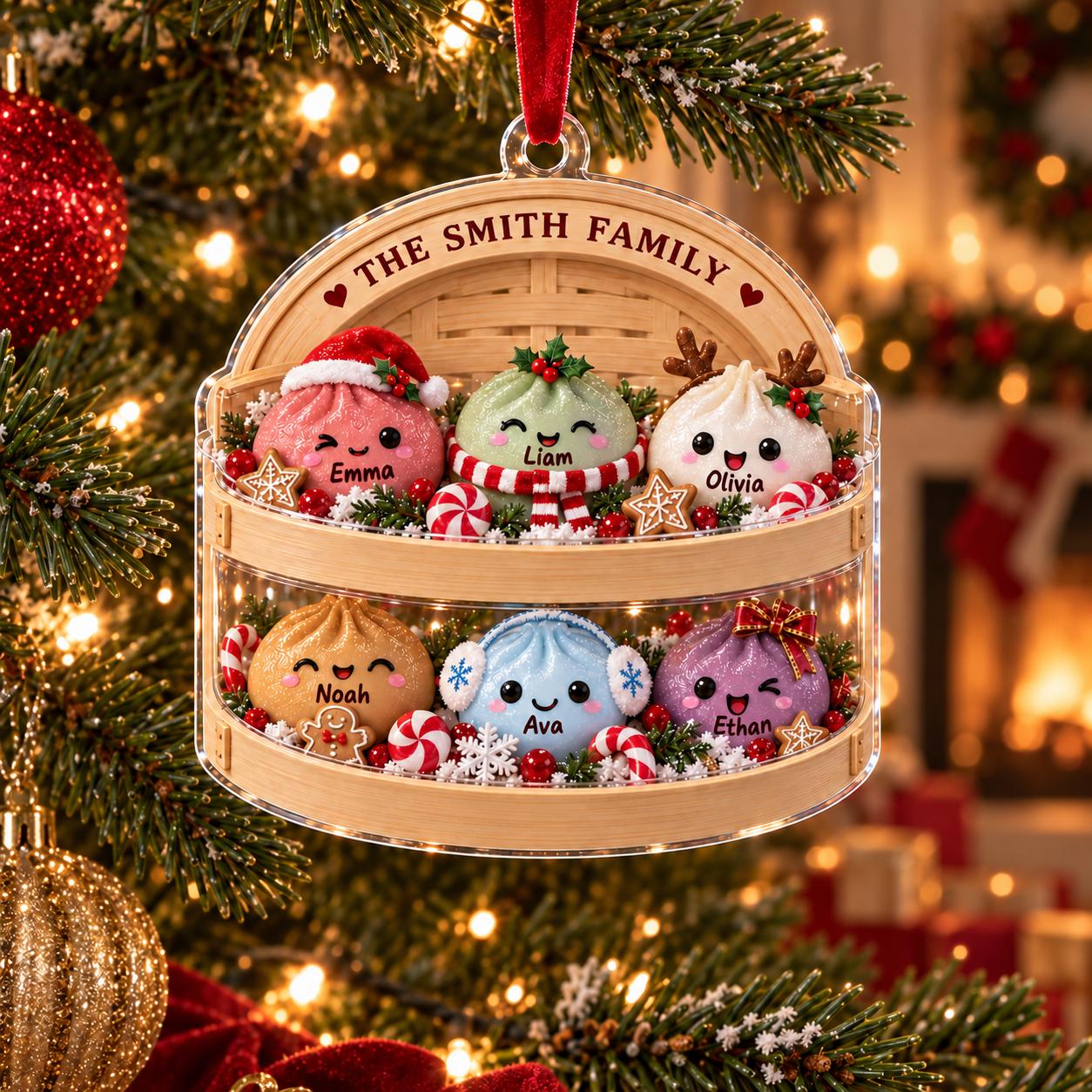 Personalized Family Dumpling Acrylic Ornament with Custom Name Christmas Tree Decor and Cute Keepsake for Holiday Gift - photo 3