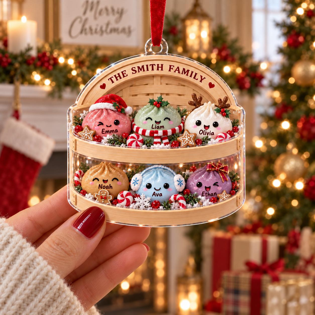 Personalized Family Dumpling Acrylic Ornament with Custom Name Christmas Tree Decor and Cute Keepsake for Holiday Gift - photo 5