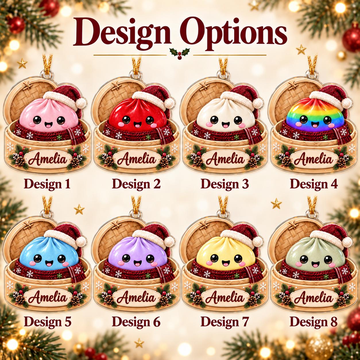 Ornament – Personalized Dumpling Acrylic Tree Keepsake for Christmas Holiday Decor with Custom Name Kawaii Foodie and Cute Gift - photo 5