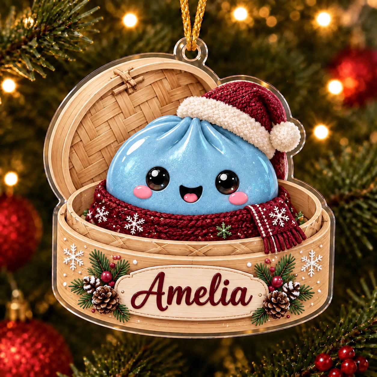 Ornament – Personalized Dumpling Acrylic Tree Keepsake for Christmas Holiday Decor with Custom Name Kawaii Foodie and Cute Gift - photo 9