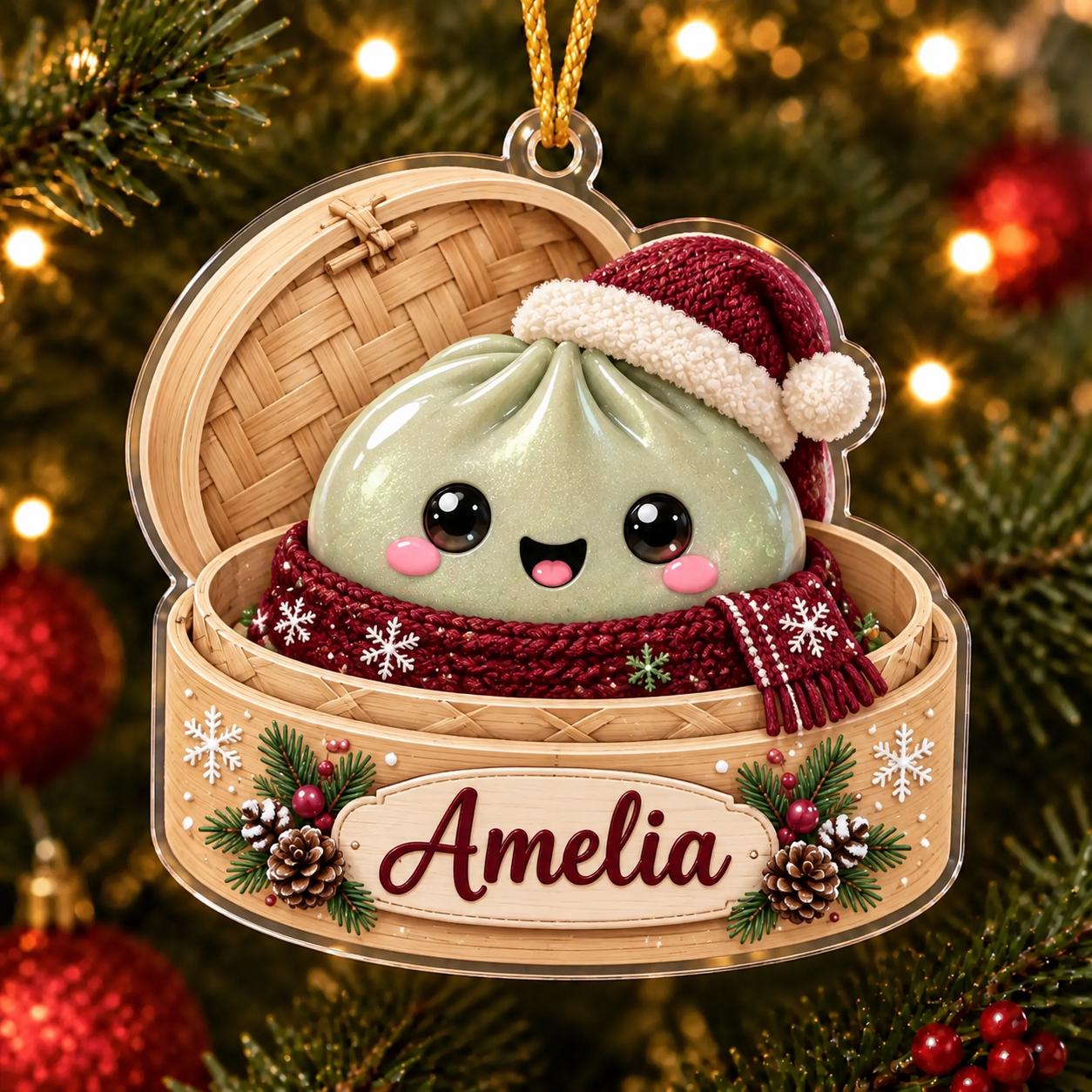 Ornament – Personalized Dumpling Acrylic Tree Keepsake for Christmas Holiday Decor with Custom Name Kawaii Foodie and Cute Gift - photo 10