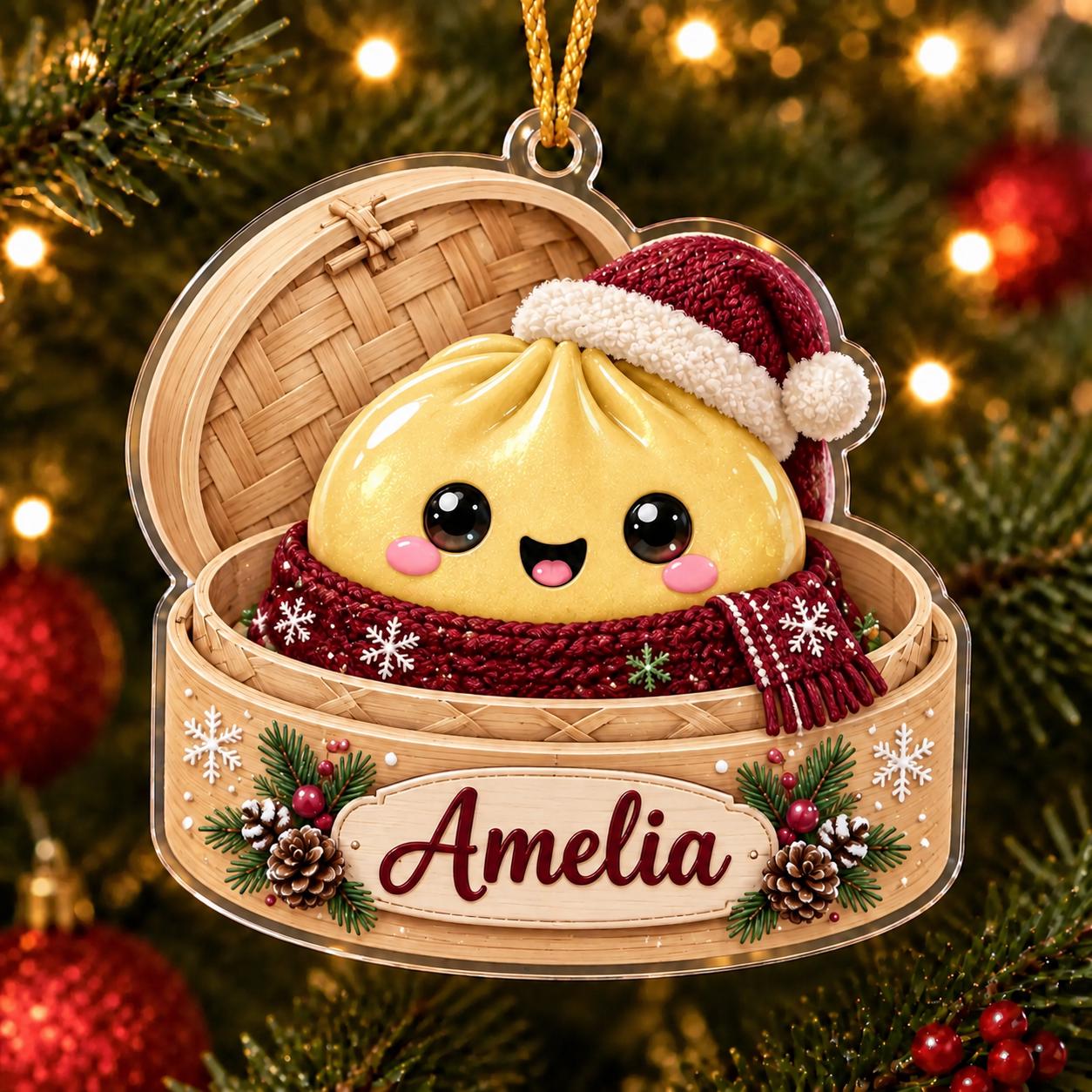 Ornament – Personalized Dumpling Acrylic Tree Keepsake for Christmas Holiday Decor with Custom Name Kawaii Foodie and Cute Gift - photo 12
