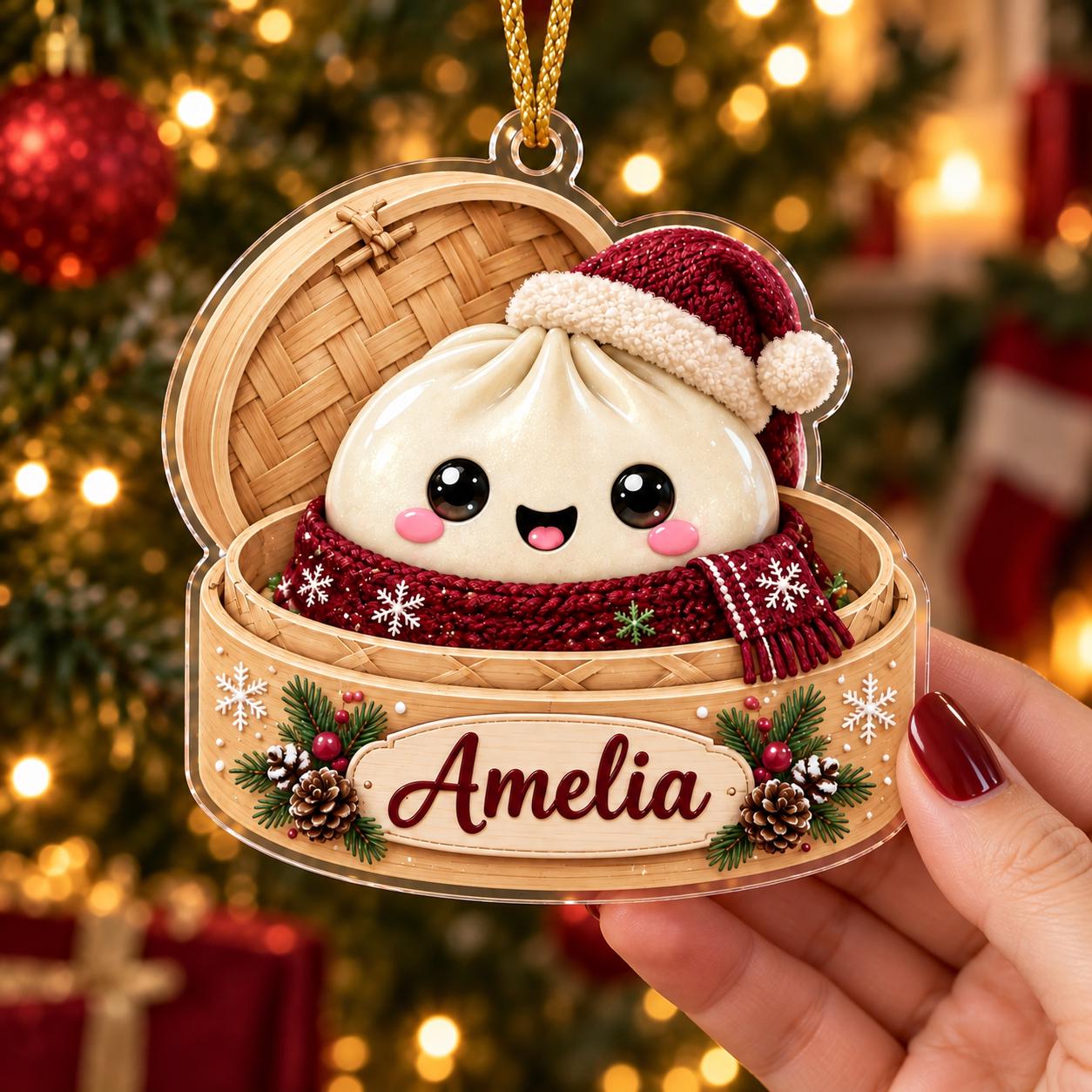 Ornament – Personalized Dumpling Acrylic Tree Keepsake for Christmas Holiday Decor with Custom Name Kawaii Foodie and Cute Gift - photo 13