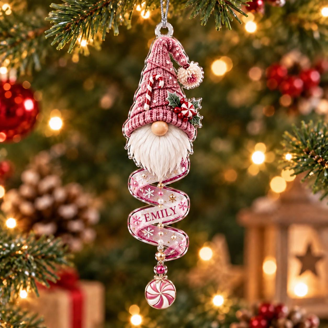 Personalized Gnome Acrylic Ornament with Custom Name for Christmas Tree Decor and Nordic Keepsake Cute Holiday Gift for Family - photo 7