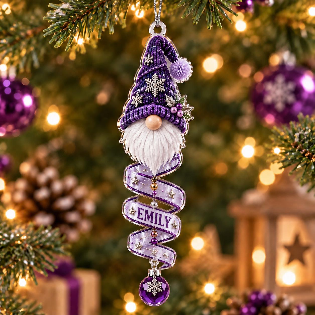 Personalized Gnome Acrylic Ornament with Custom Name for Christmas Tree Decor and Nordic Keepsake Cute Holiday Gift for Family - photo 8