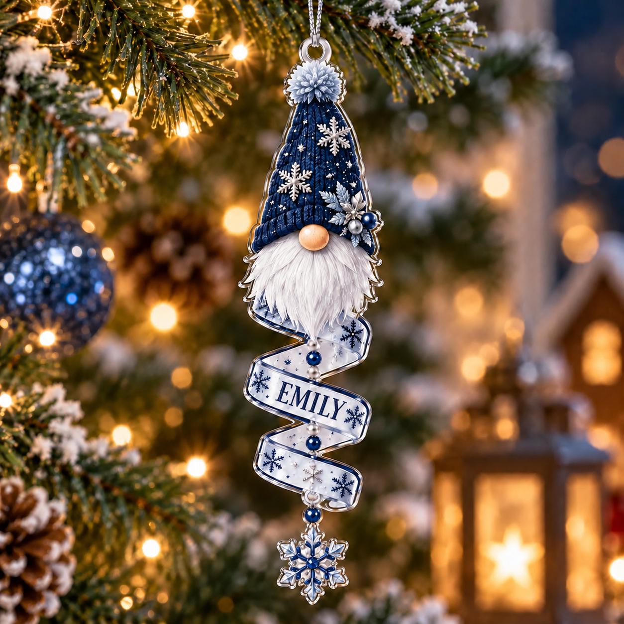 Personalized Gnome Acrylic Ornament with Custom Name for Christmas Tree Decor and Nordic Keepsake Cute Holiday Gift for Family - photo 9
