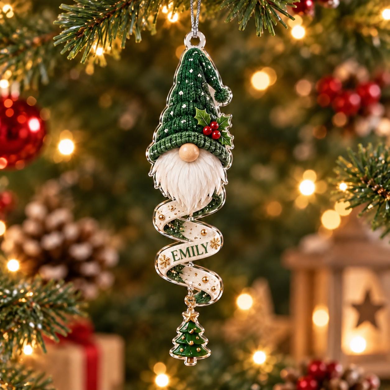 Personalized Gnome Acrylic Ornament with Custom Name for Christmas Tree Decor and Nordic Keepsake Cute Holiday Gift for Family - photo 10