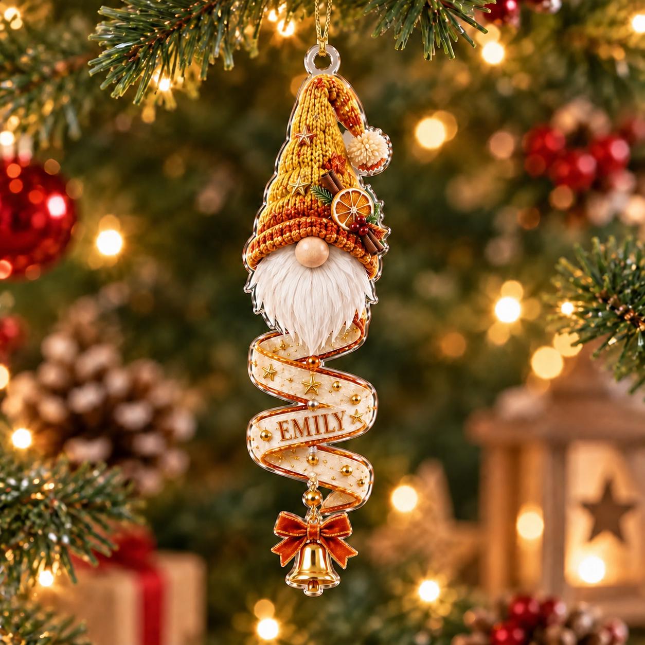 Personalized Gnome Acrylic Ornament with Custom Name for Christmas Tree Decor and Nordic Keepsake Cute Holiday Gift for Family - photo 11