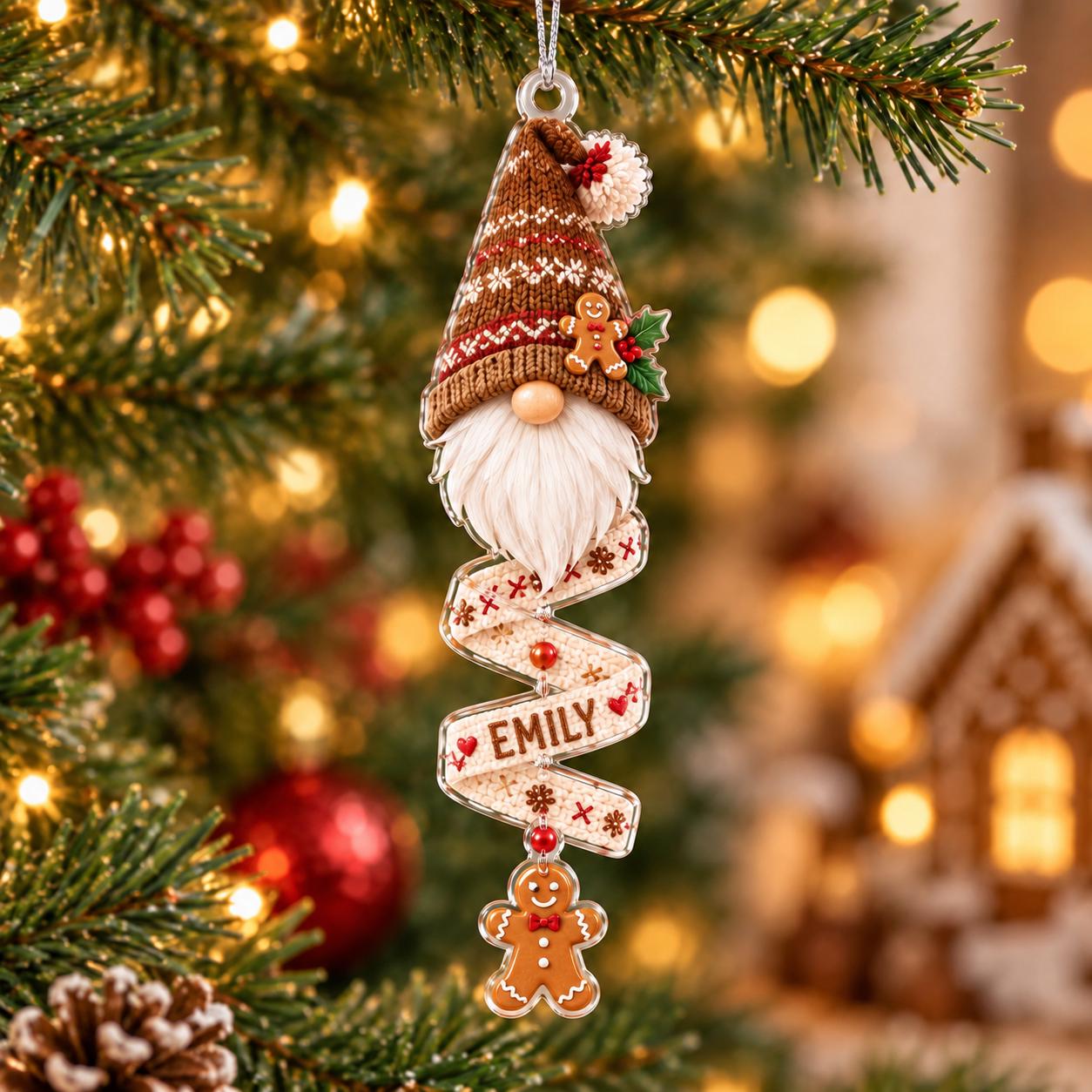 Personalized Gnome Acrylic Ornament with Custom Name for Christmas Tree Decor and Nordic Keepsake Cute Holiday Gift for Family - photo 12