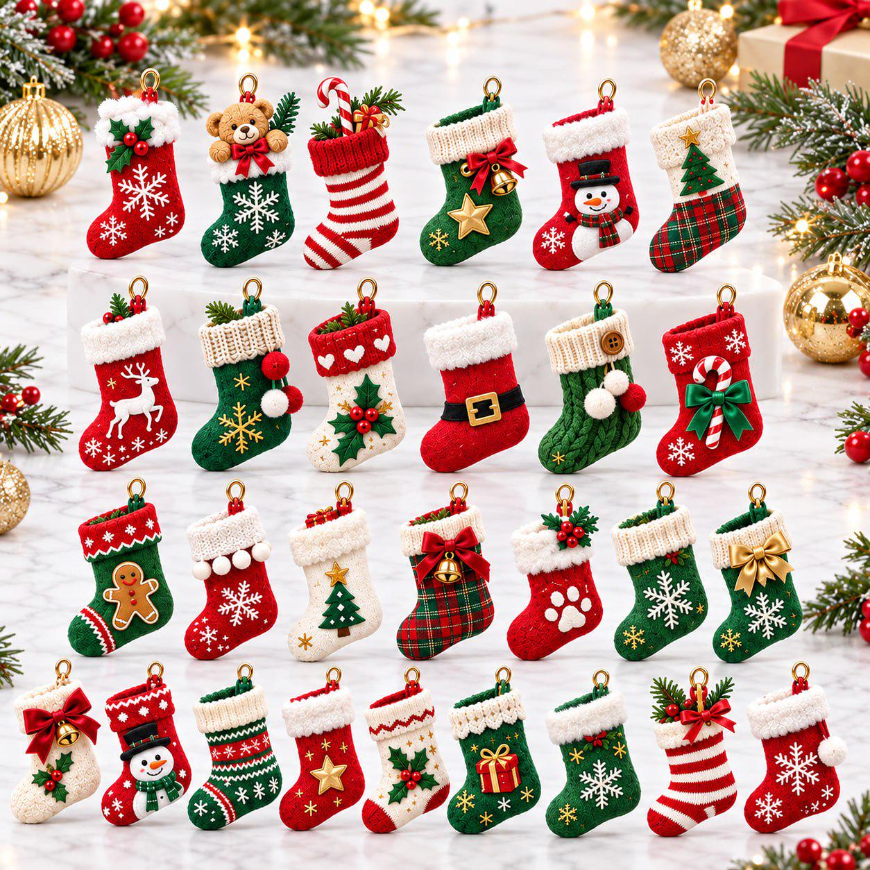24 Days Christmas Stocking Advent Calendar 2026 with Blind Box Charm Set and Mini Countdown for Holiday Gift for Lovers - photo 3