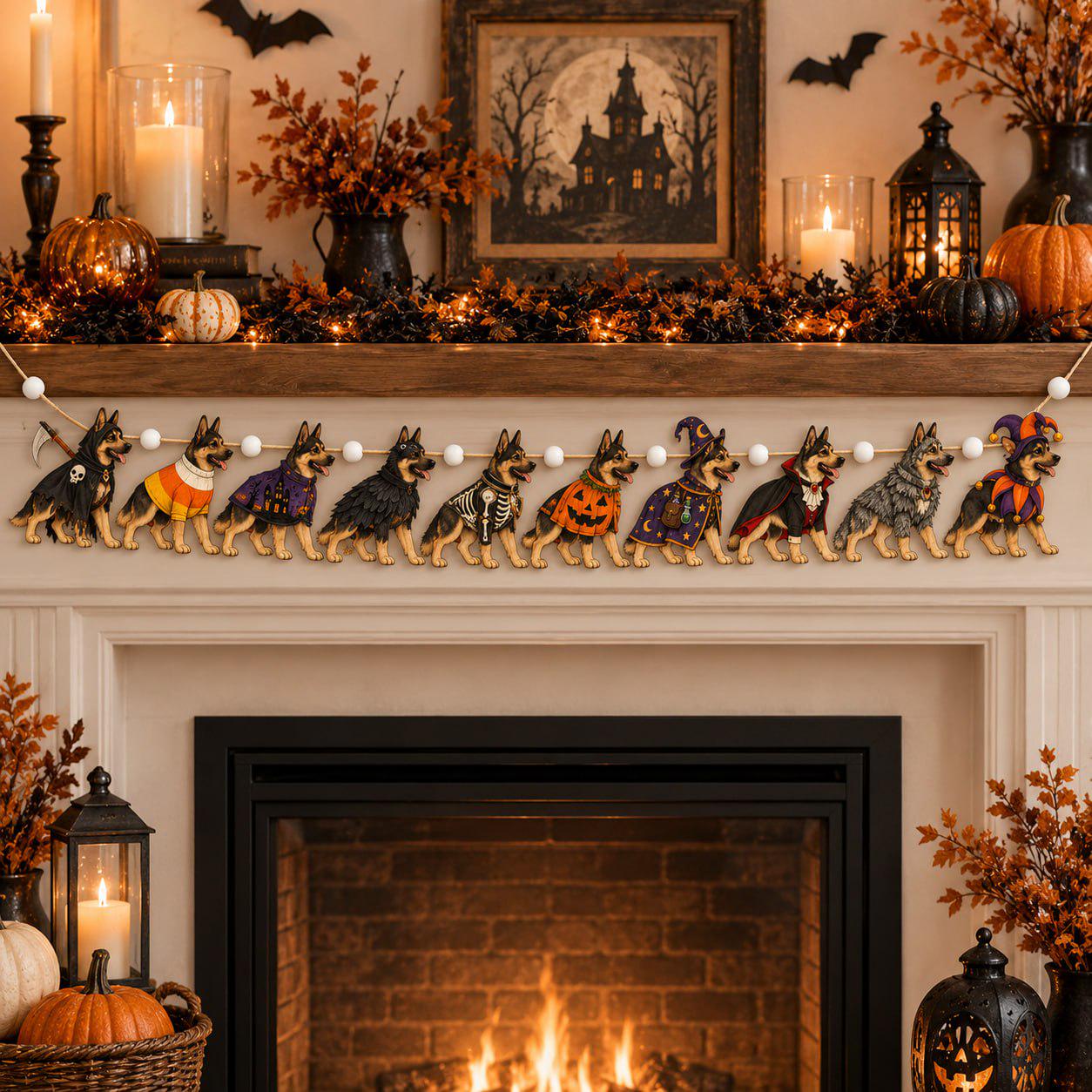 Halloween Dog Garland with Breed Wooden Banner and Spooky Costume Puppy Design for Lover Decor and Trick or Treat Pet Gift - photo 3