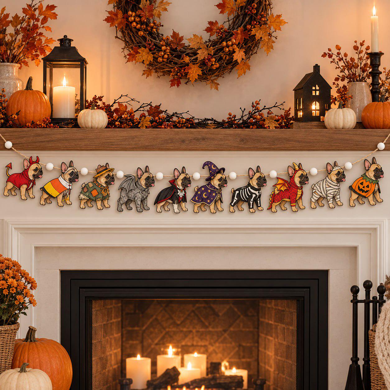 Halloween Dog Garland with Breed Wooden Banner and Spooky Costume Puppy Design for Lover Decor and Trick or Treat Pet Gift - photo 7