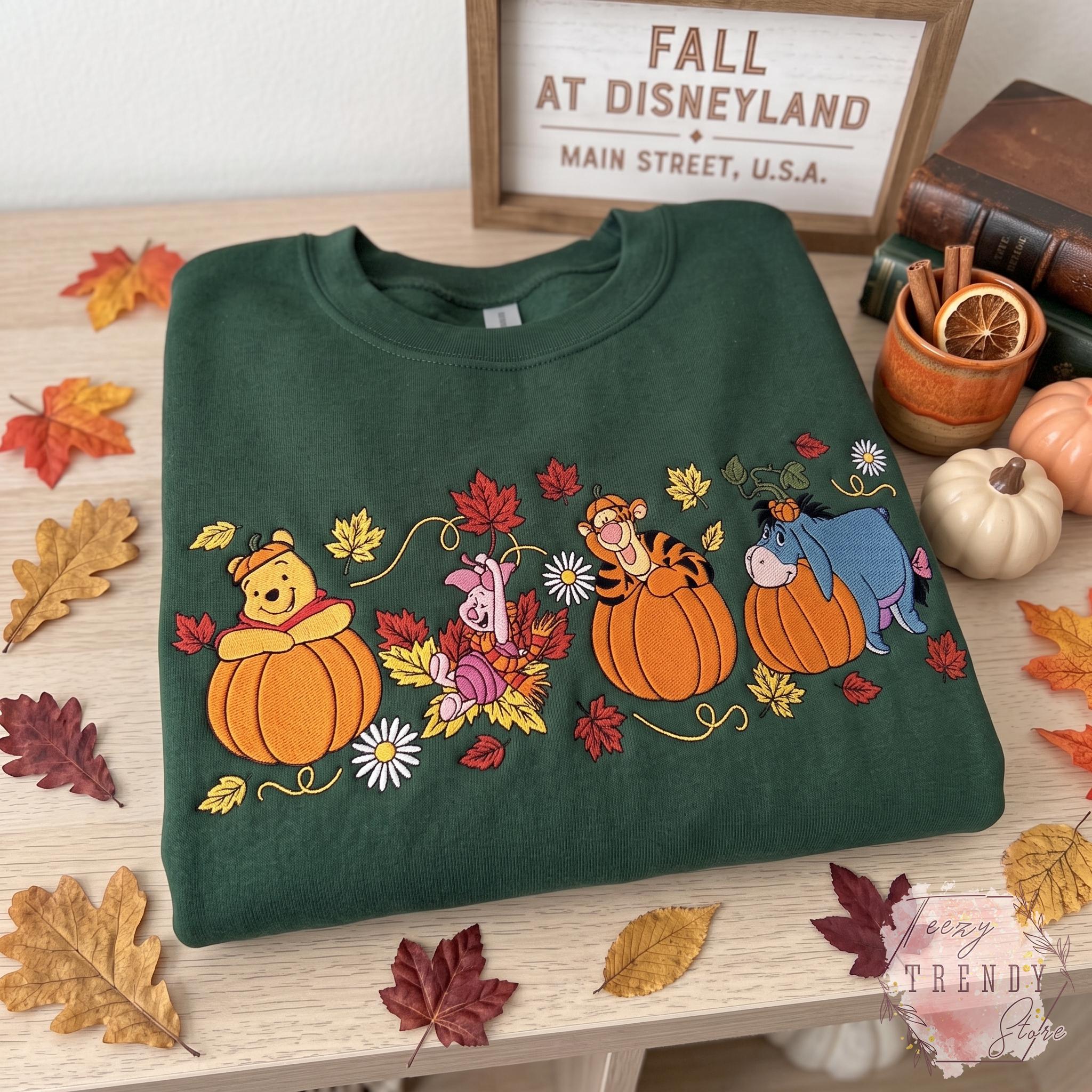 Embroidered Winnie the Pooh Halloween Sweatshirt with Pooh Piglet Tigger Eeyore – Cozy Autumn Spooky Pumpkin Fall T-Shirt Crewneck - photo 4