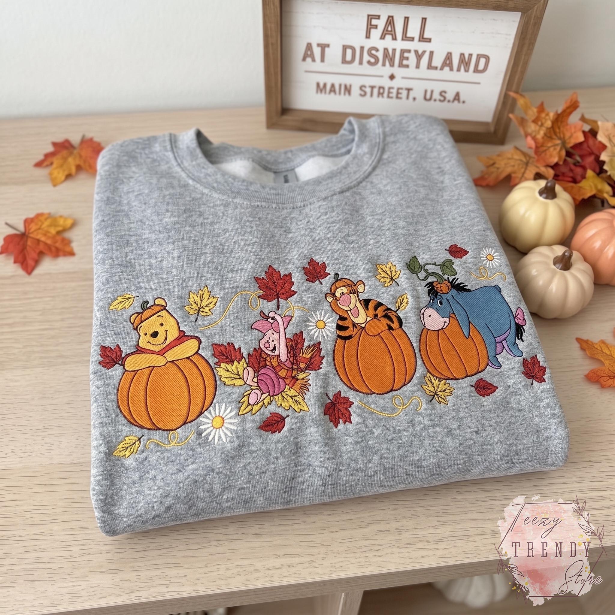 Embroidered Winnie the Pooh Halloween Sweatshirt with Pooh Piglet Tigger Eeyore – Cozy Autumn Spooky Pumpkin Fall T-Shirt Crewneck - photo 7