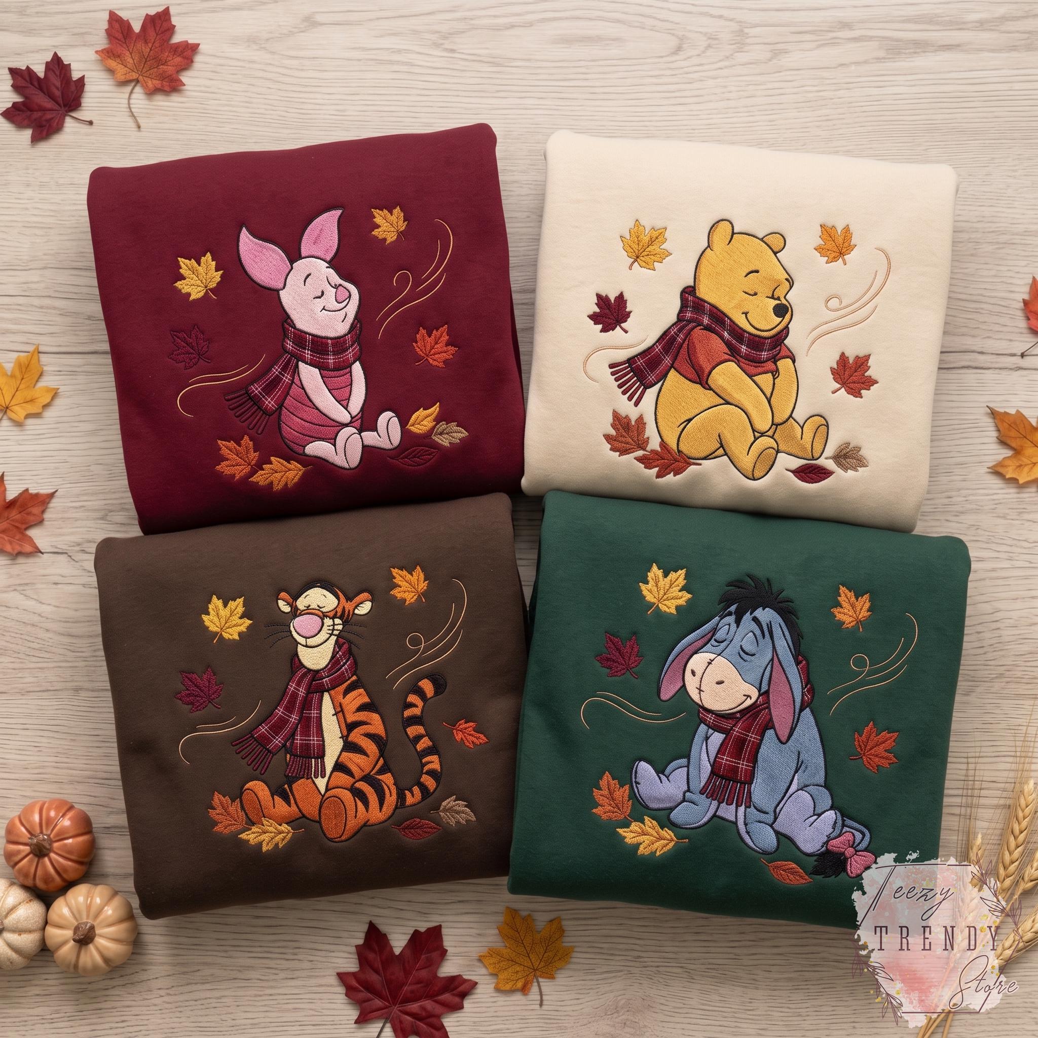 Embroidered Halloween Winnie the Pooh and Friends Sweatshirt – Cute Storybook Bear Pumpkin Fall Autumn Shirt for Spooky Friends Gift - photo 2