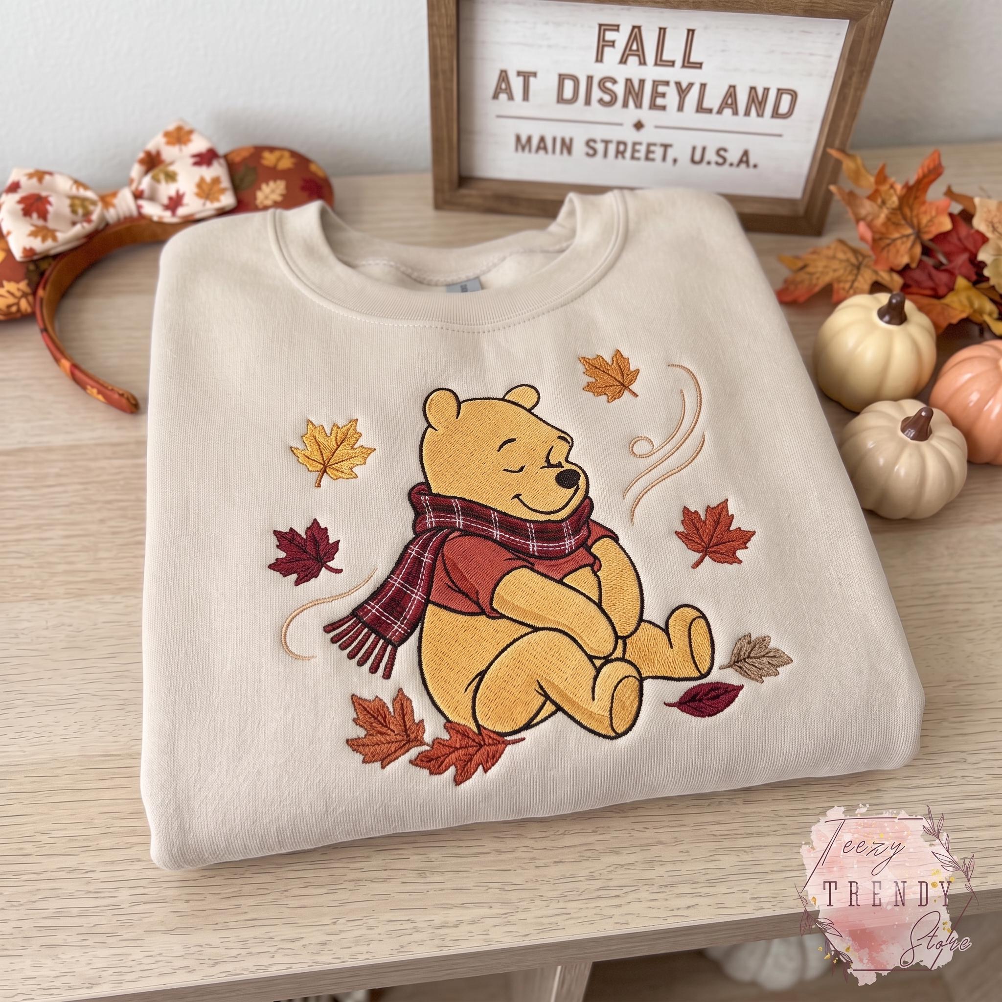 Embroidered Halloween Winnie the Pooh and Friends Sweatshirt – Cute Storybook Bear Pumpkin Fall Autumn Shirt for Spooky Friends Gift - photo 3