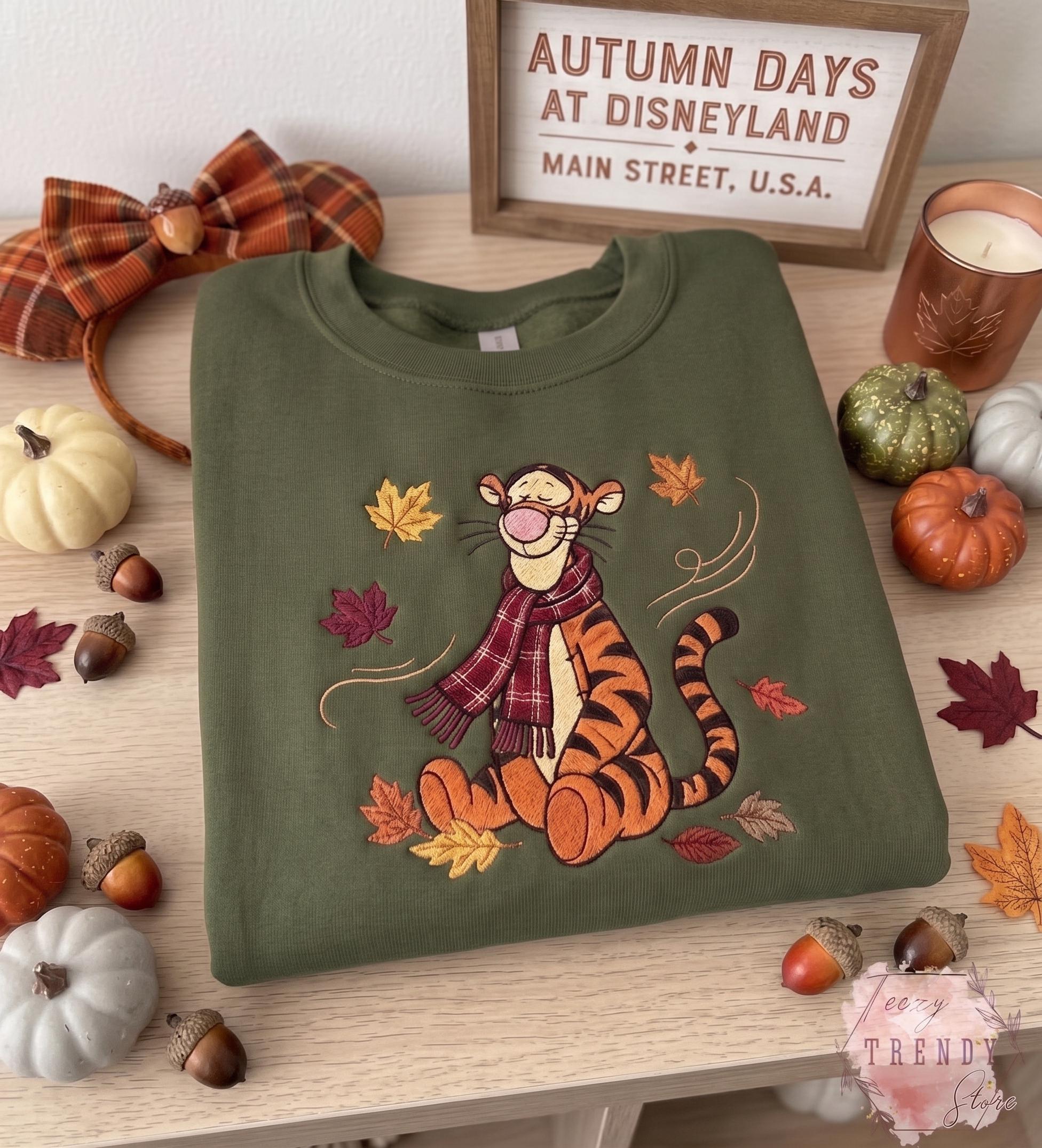 Embroidered Halloween Winnie the Pooh and Friends Sweatshirt – Cute Storybook Bear Pumpkin Fall Autumn Shirt for Spooky Friends Gift - photo 5
