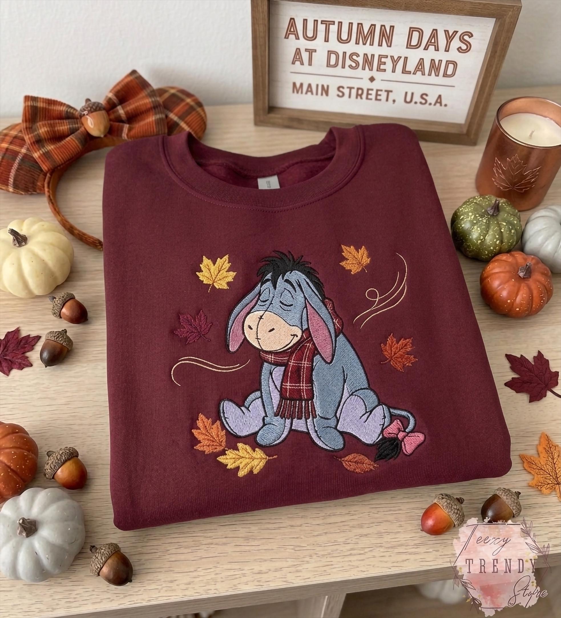 Embroidered Halloween Winnie the Pooh and Friends Sweatshirt – Cute Storybook Bear Pumpkin Fall Autumn Shirt for Spooky Friends Gift - photo 6