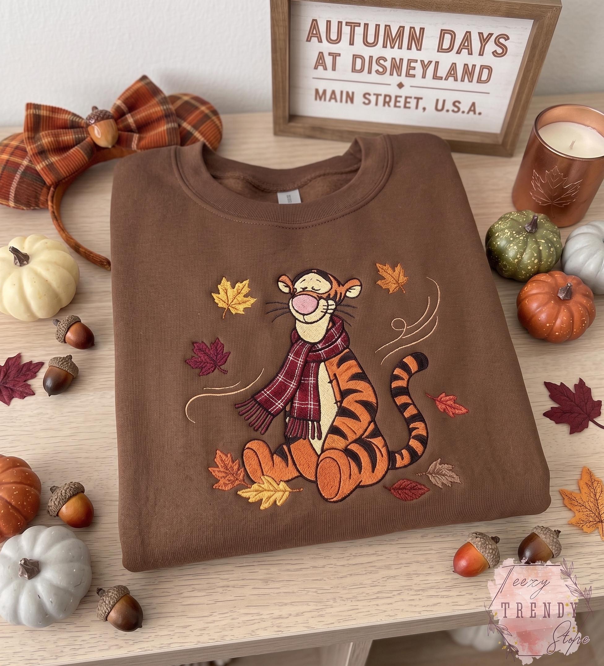 Embroidered Halloween Winnie the Pooh and Friends Sweatshirt – Cute Storybook Bear Pumpkin Fall Autumn Shirt for Spooky Friends Gift - photo 9
