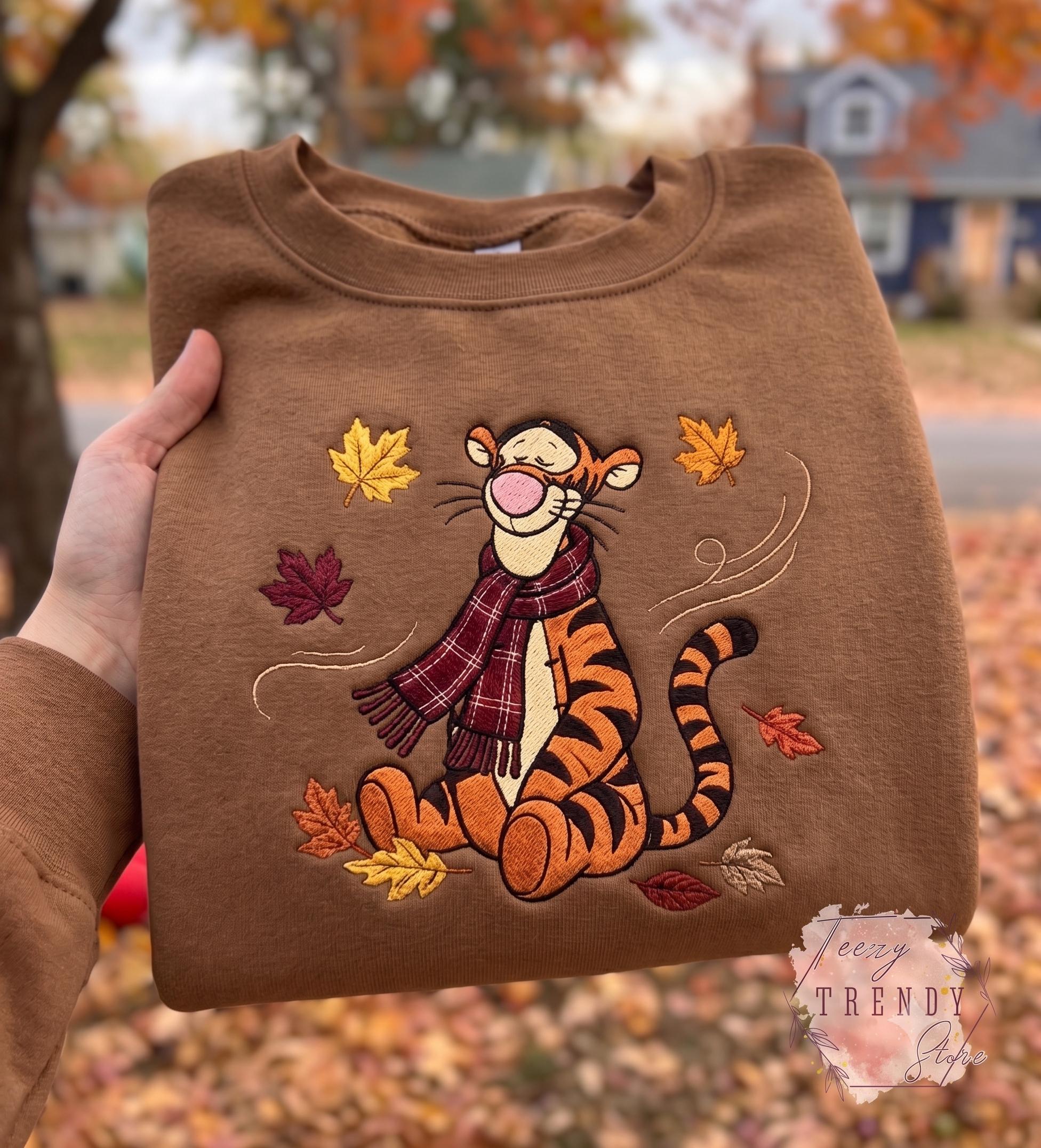 Embroidered Halloween Winnie the Pooh and Friends Sweatshirt – Cute Storybook Bear Pumpkin Fall Autumn Shirt for Spooky Friends Gift - photo 14